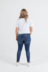 3301 MID SKINNY ANKLE JEANS - FADED RIPPED BALTIC SEA