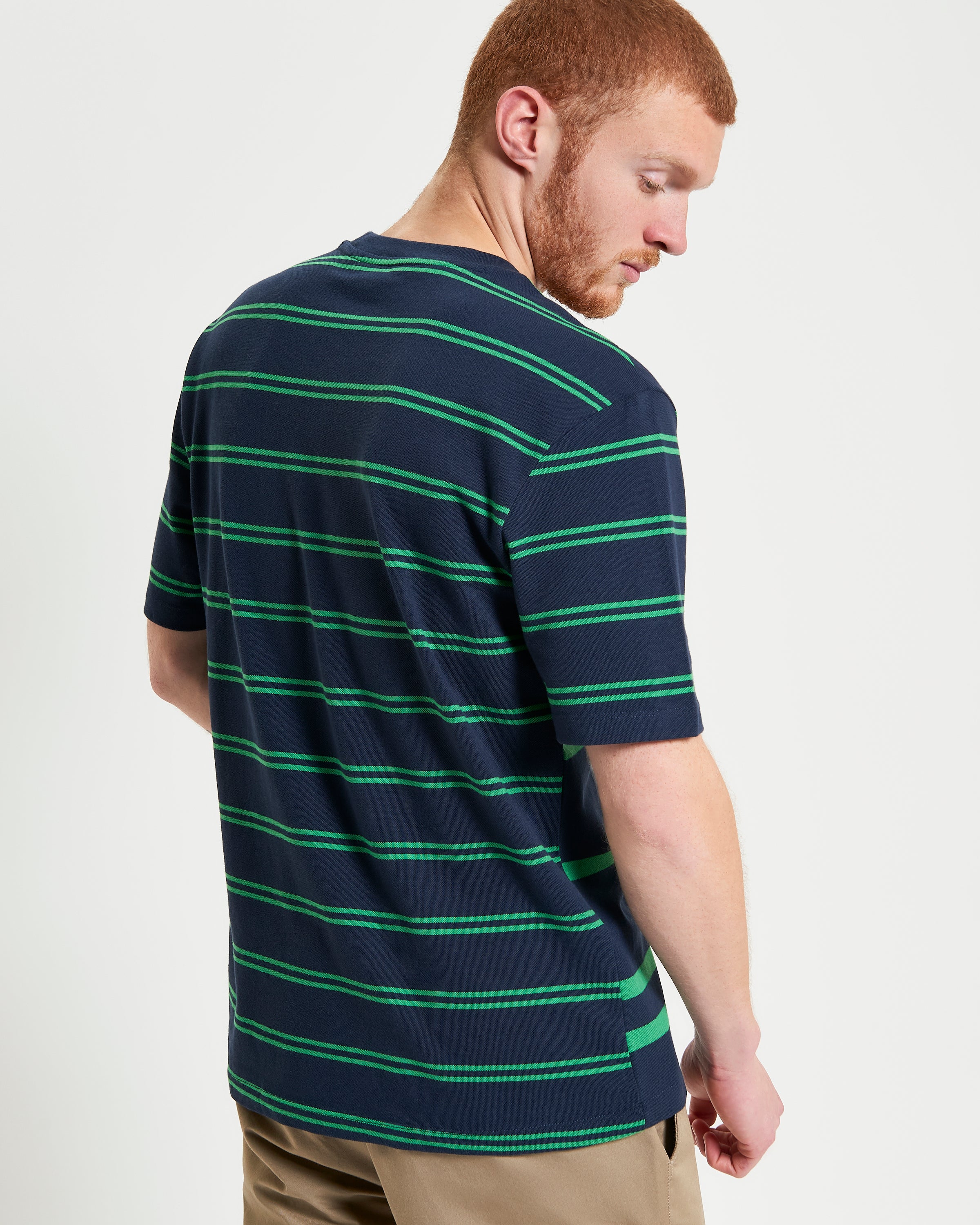 MIXED STRIPE TEE DARK NAVY