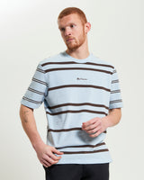 MIXED STRIPE TEE ICE BLUE