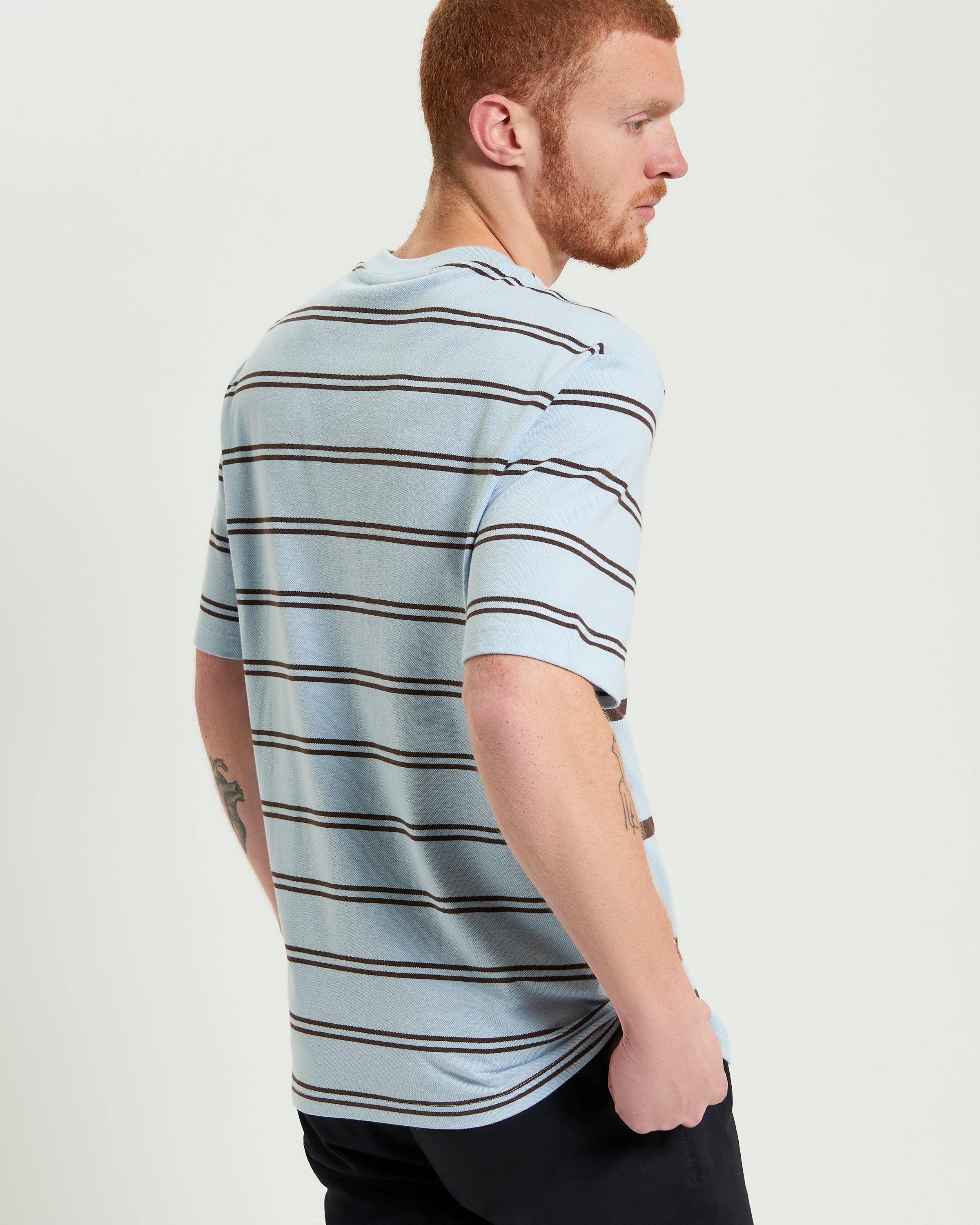 MIXED STRIPE TEE ICE BLUE