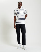 MIXED STRIPE POLO SNOW WHITE