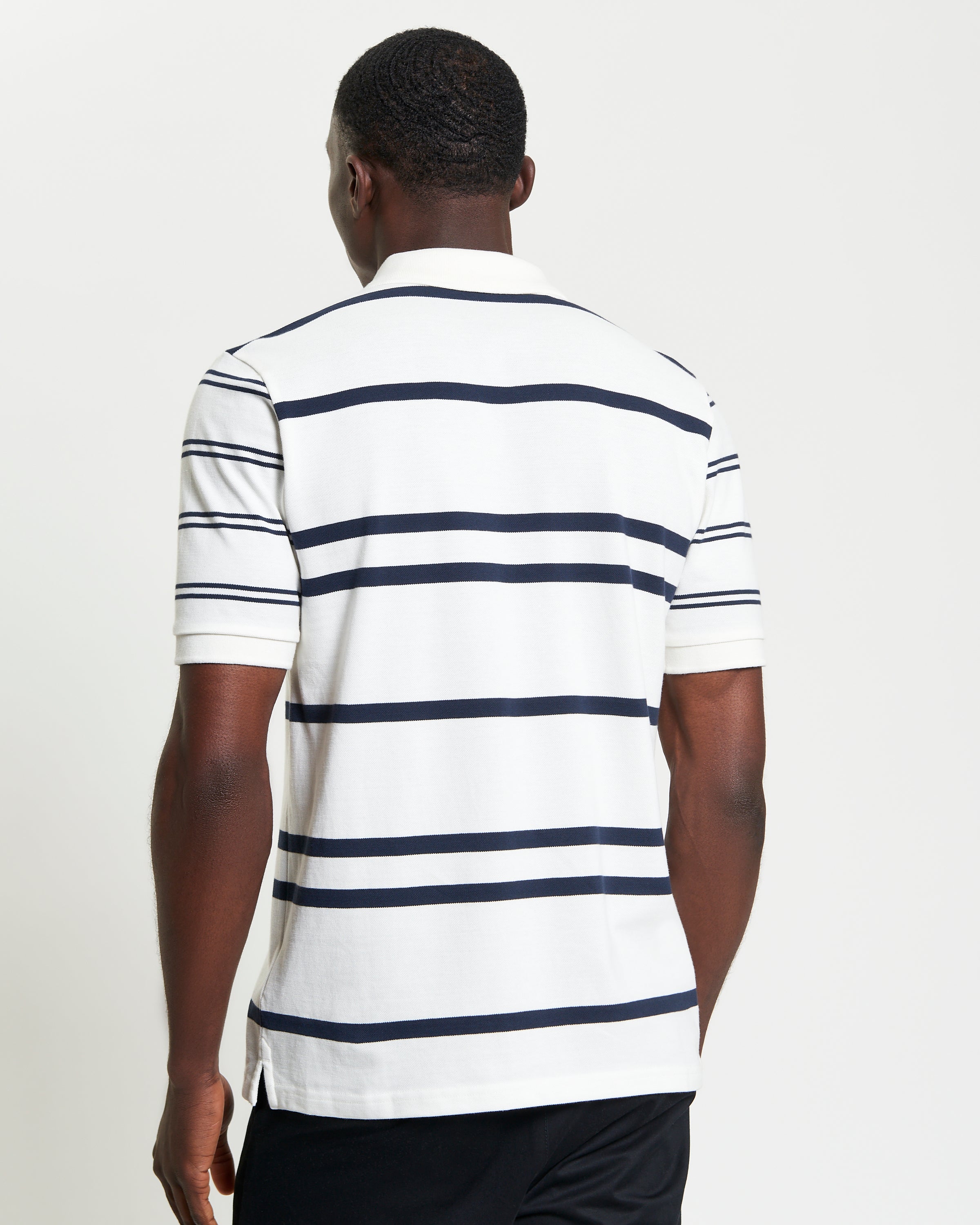 MIXED STRIPE POLO SNOW WHITE