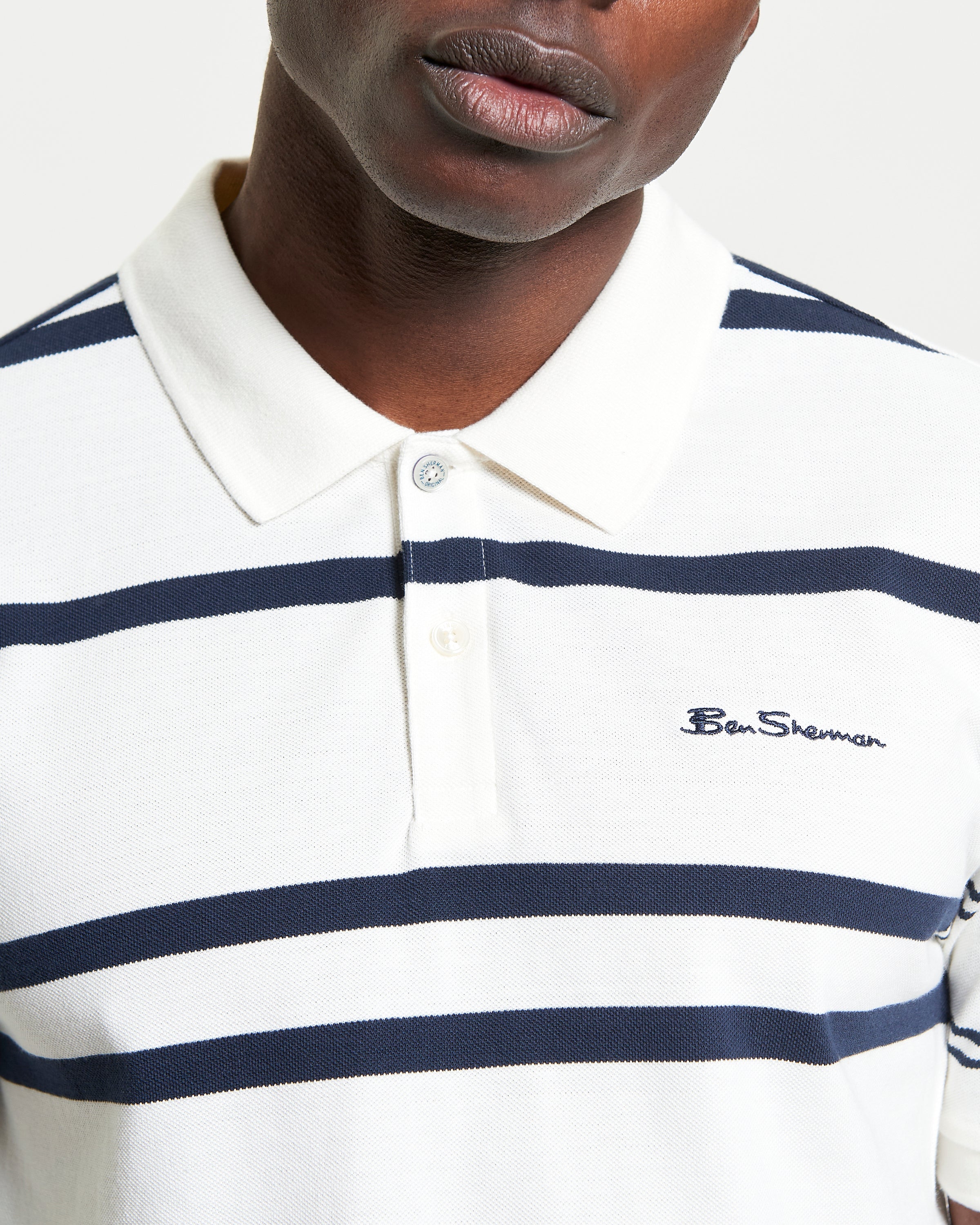 MIXED STRIPE POLO SNOW WHITE