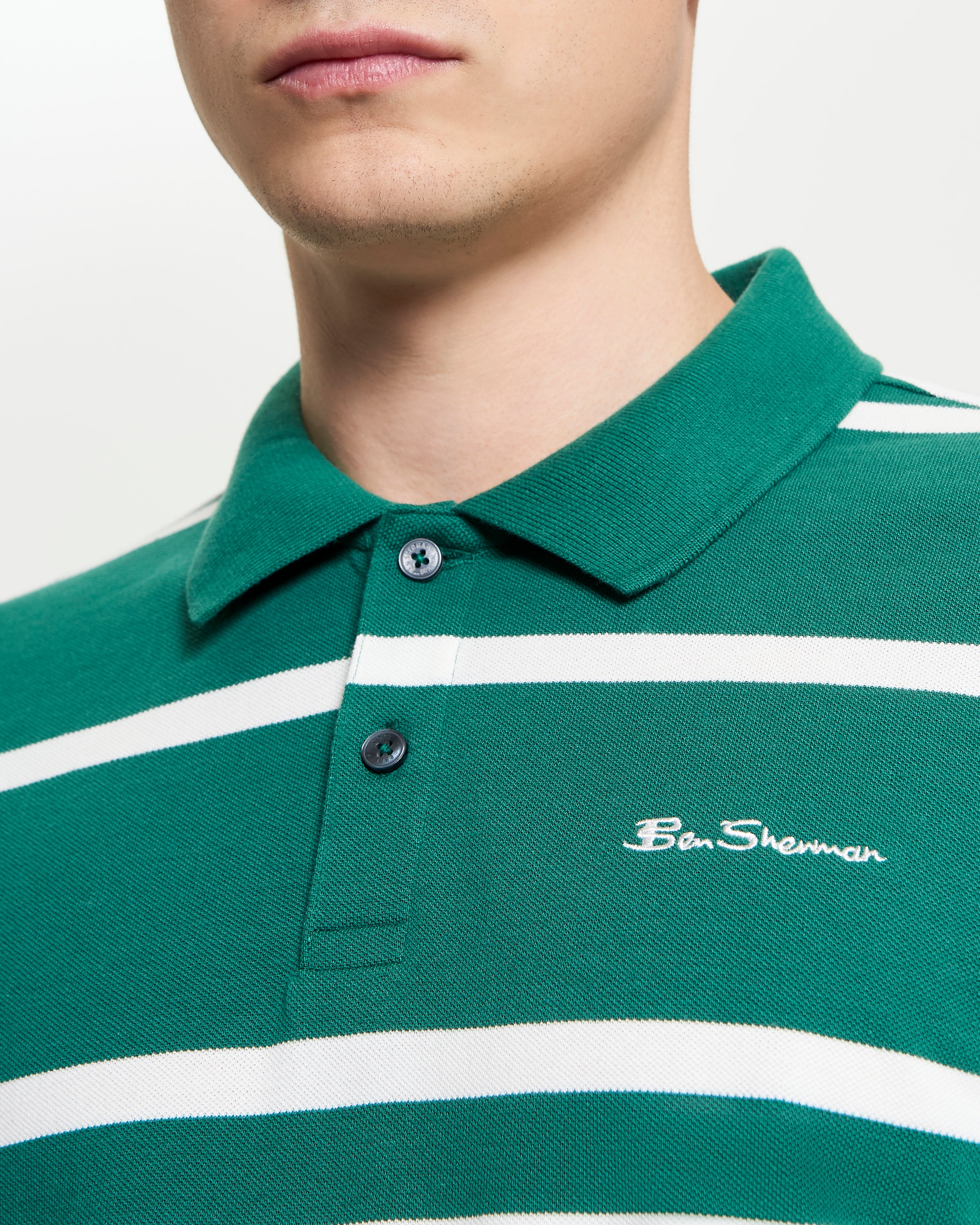 MIXED STRIPE POLO FRASER GREEN