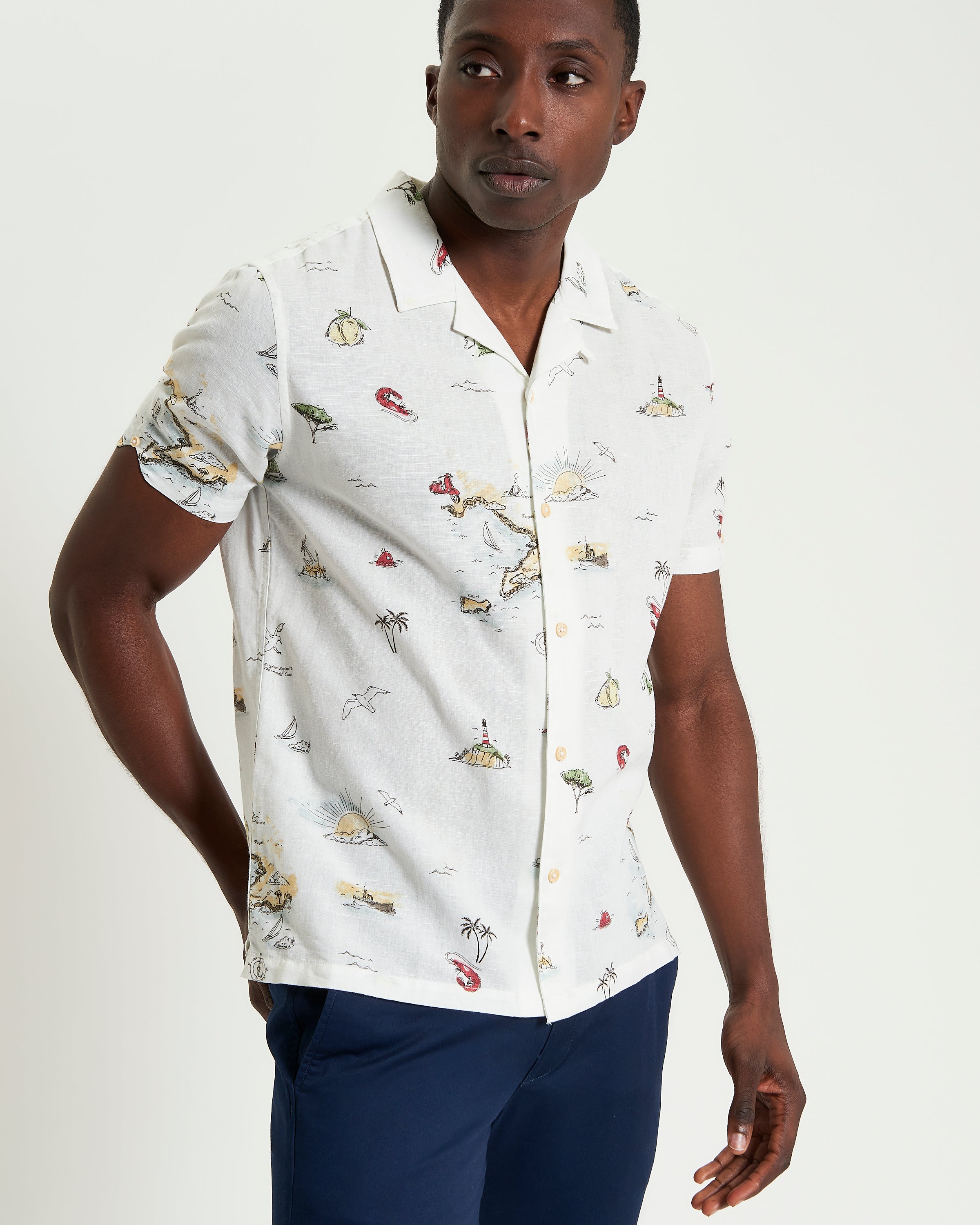 BRIGHTON TO AMALFI PRINT SHIRT SNOW