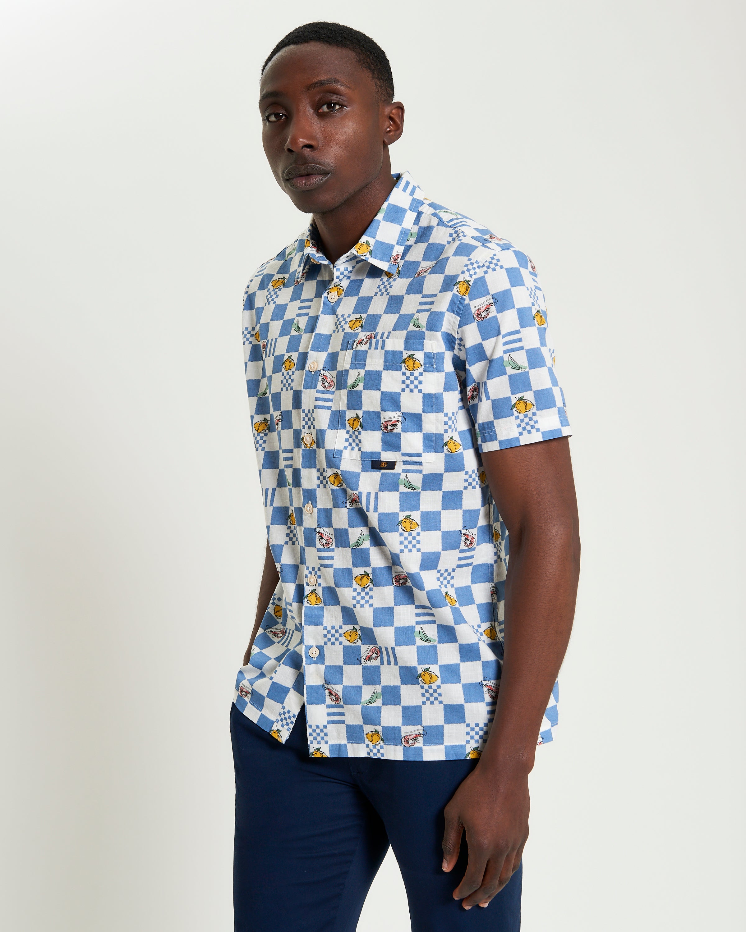 CHEQUERBOARD PRINT SHIRT SNOW