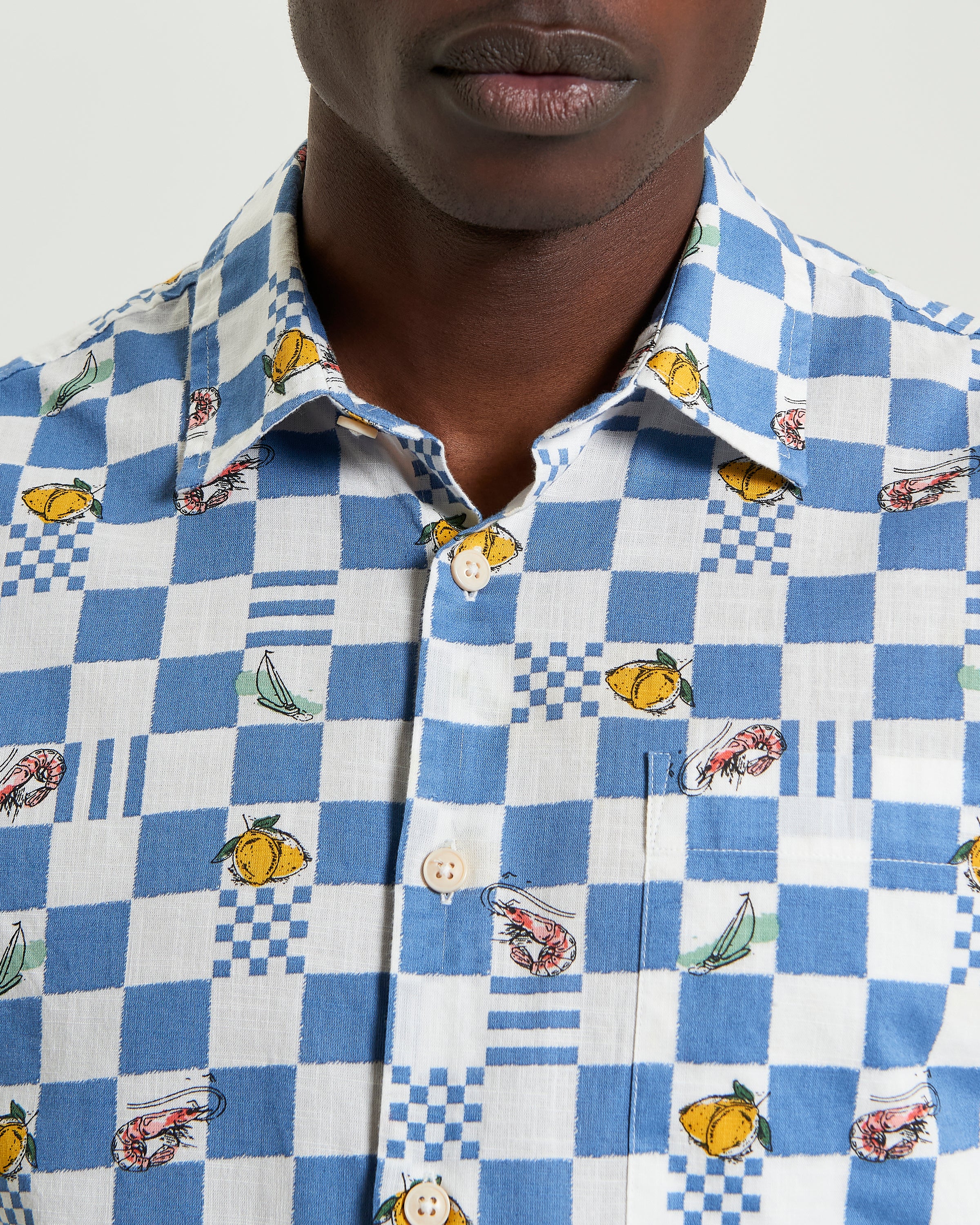 CHEQUERBOARD PRINT SHIRT SNOW