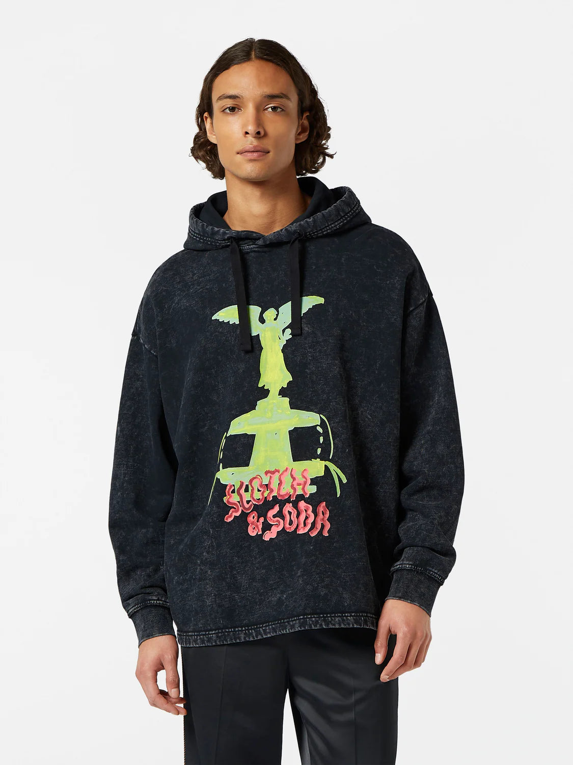 ARTWORK LOOSE FIT HOODIE WASHED BLACK