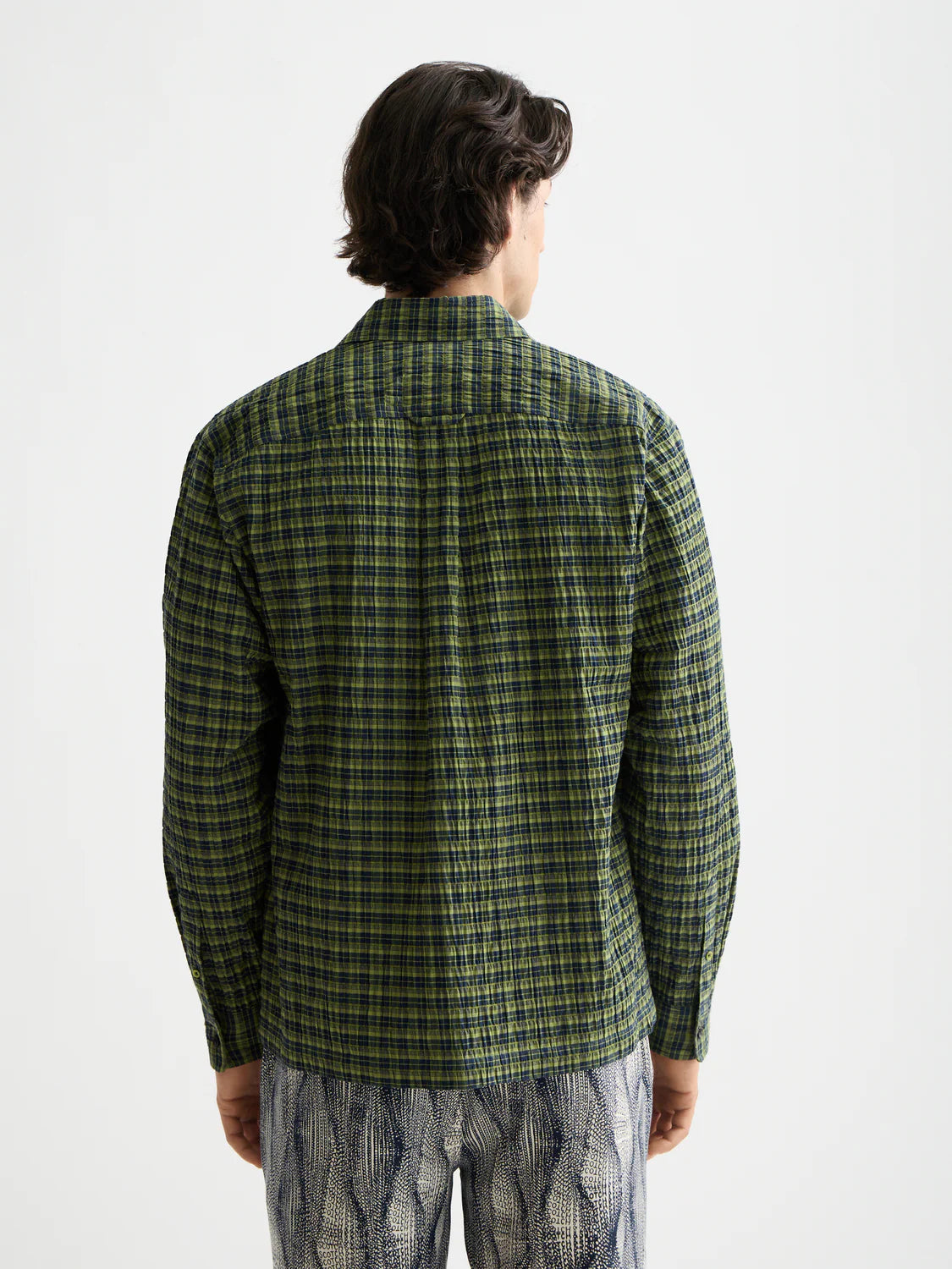 CRINKLE CHECKED SHIRT CALLA GREEN