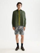 CRINKLE CHECKED SHIRT CALLA GREEN