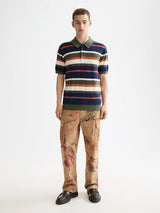 KNITTED STRIPED REGULAR FIT POLO PEACOAT STRIPES