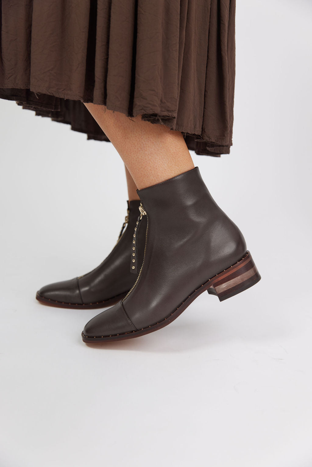 FRIDAYS ANKLE BOOT CHOCOLATE LEATHER