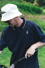 MENS CHECK PAR SS POLO NAVY