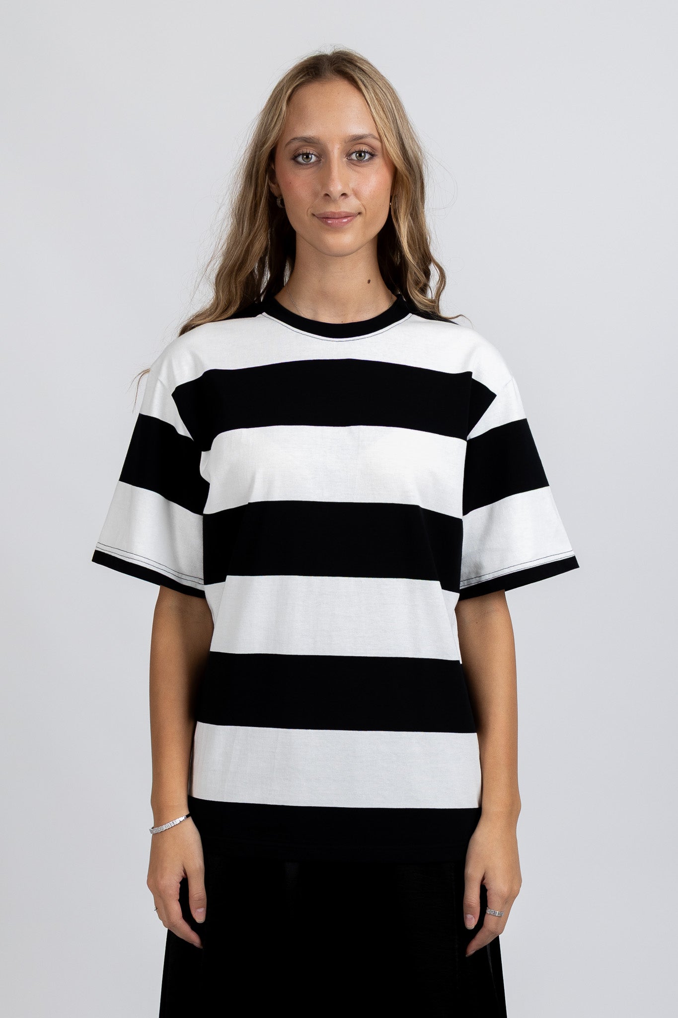Striped Tour Tee Black White