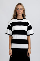 Striped Tour Tee Black White