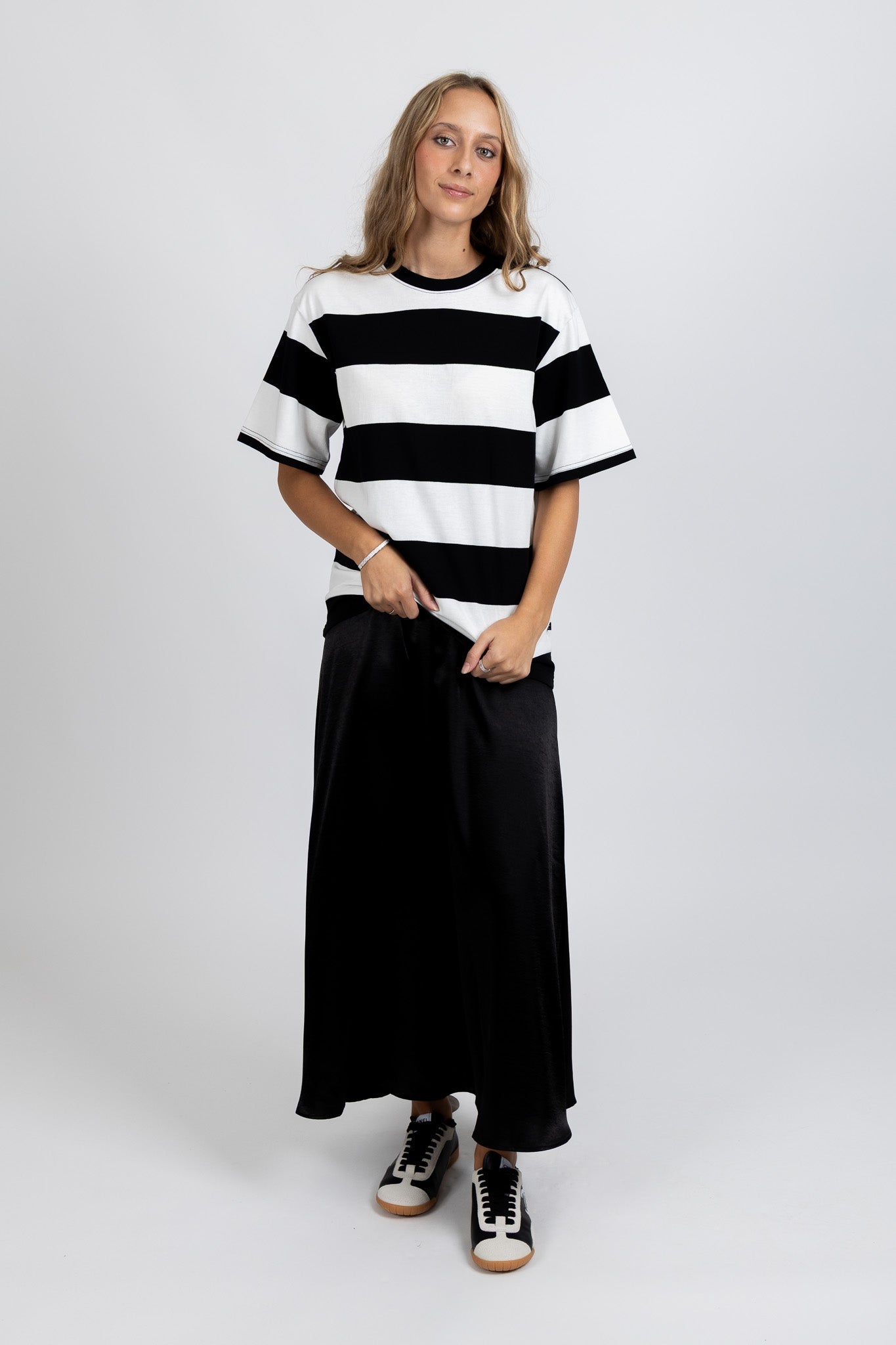 Striped Tour Tee Black White