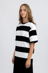 Striped Tour Tee Black White