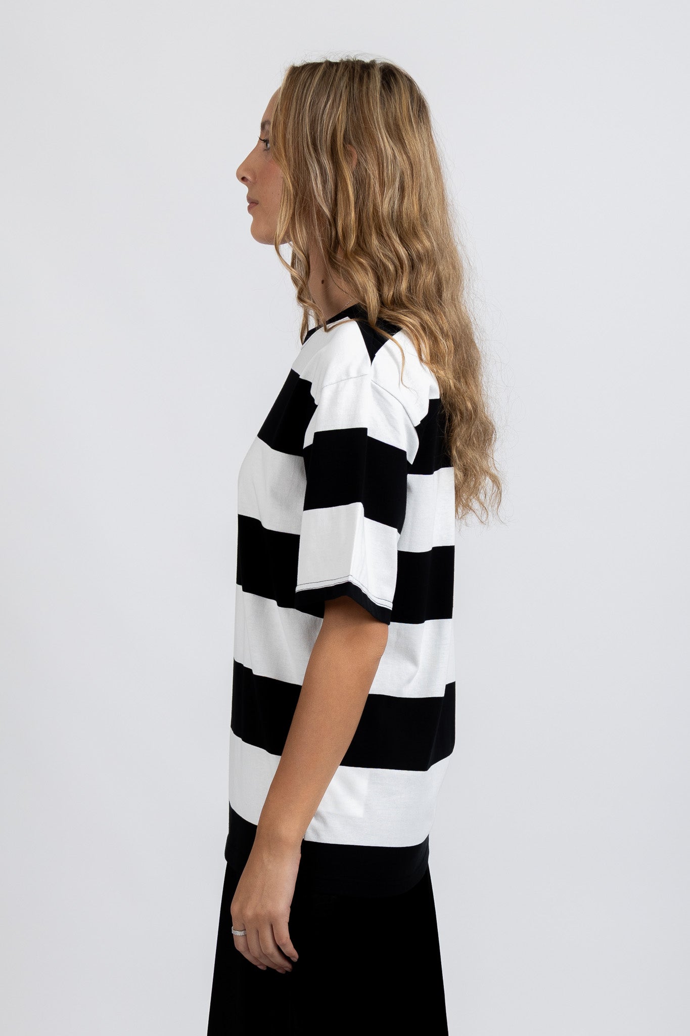 Striped Tour Tee Black White