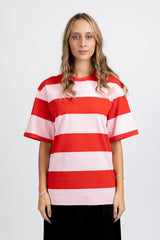 Striped Tour Tee Pink Red