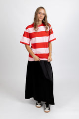 Striped Tour Tee Pink Red