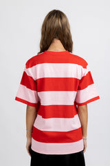Striped Tour Tee Pink Red