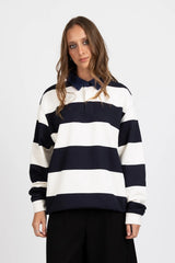 STRIPED CLUB POLO NAVY WHITE STRIPE