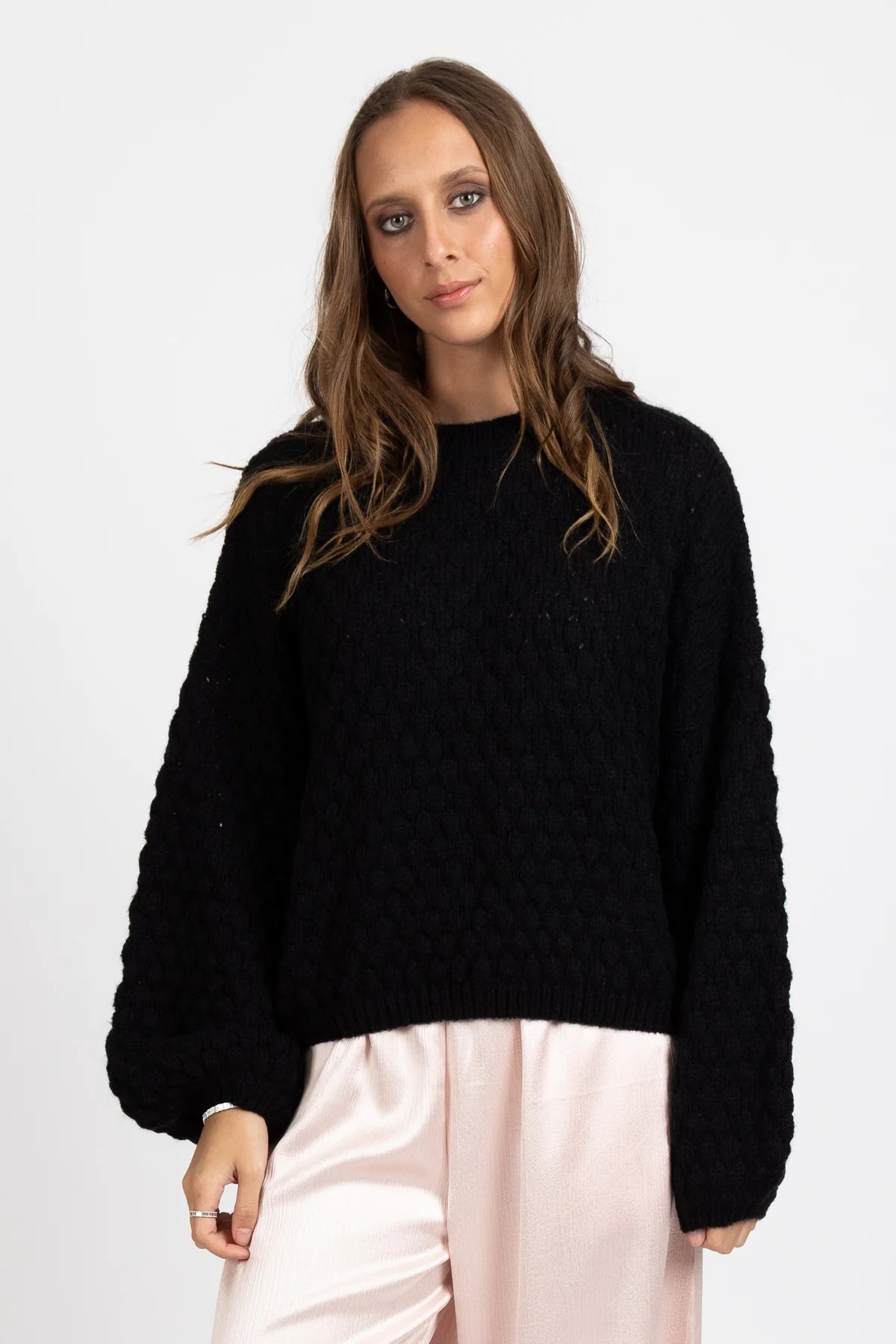 HONEYCOMB KNIT BLACK