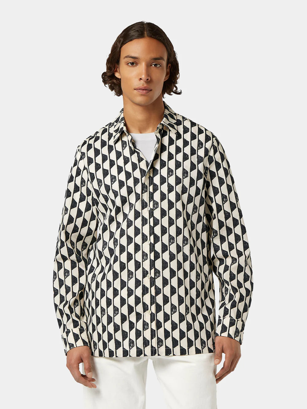 GEO PRINT SHIRT WHITE