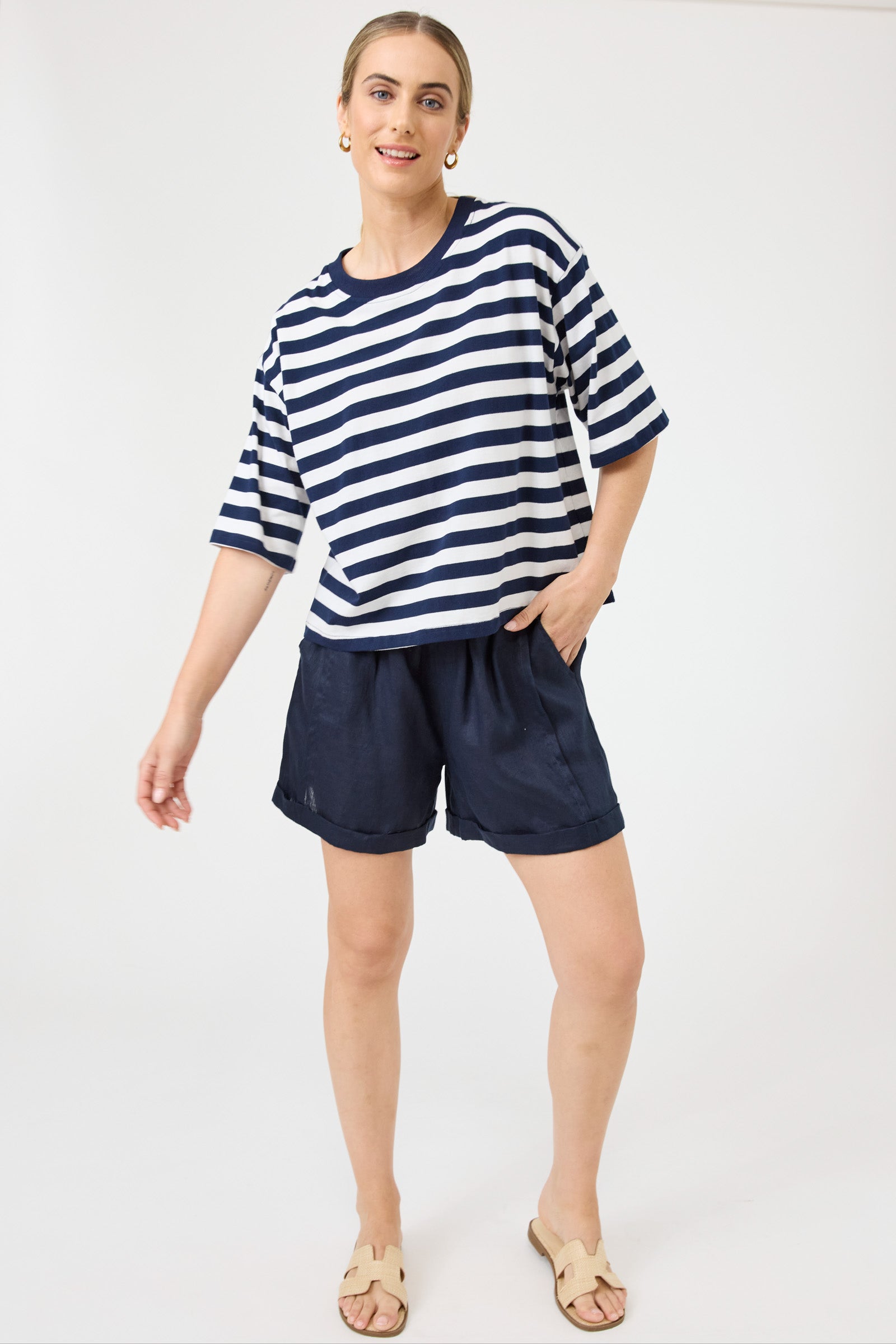 STUDIO STRIPE TSHIRT INDIGO