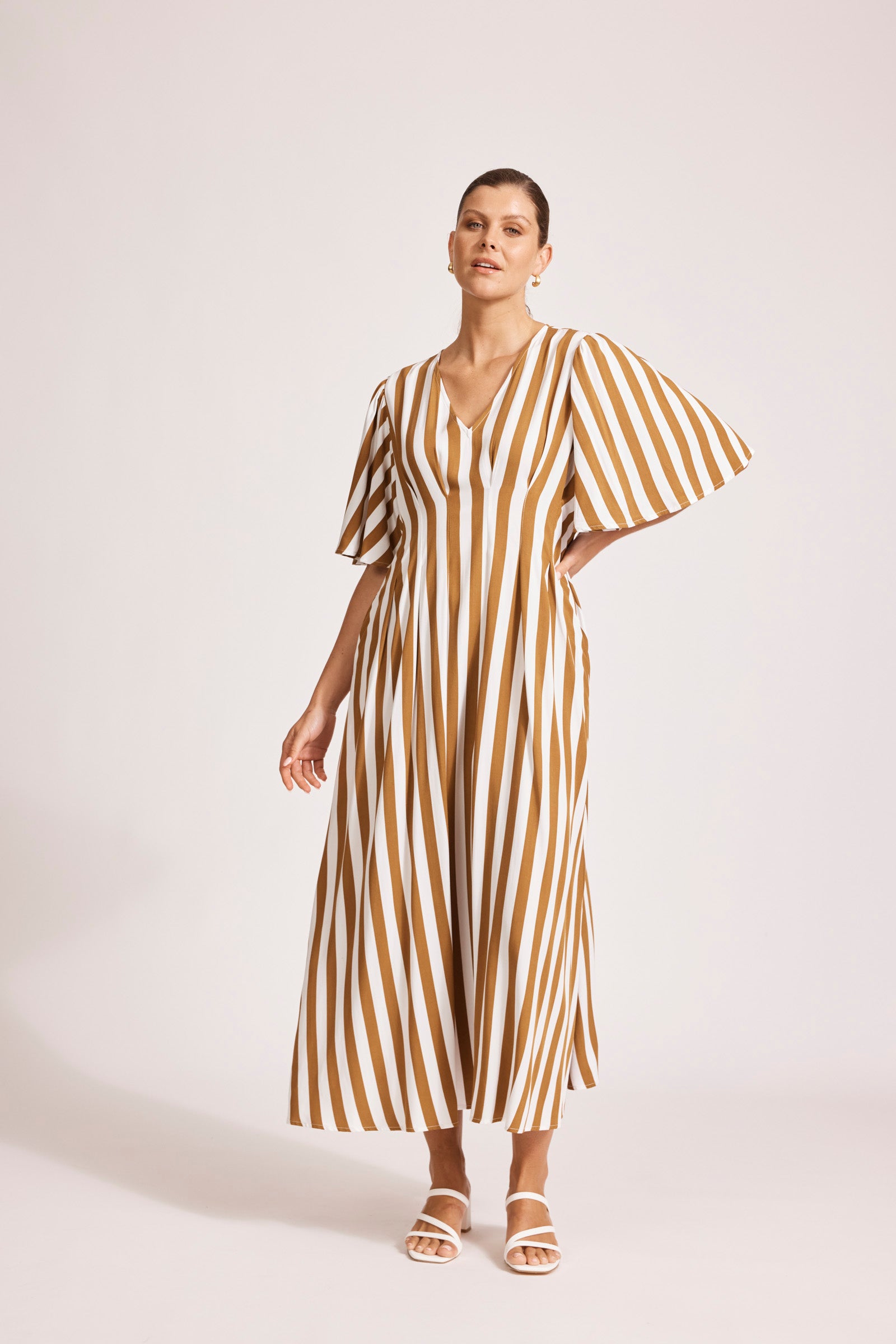 TREVILLE STRIPE MAXI DRESS CARAMEL