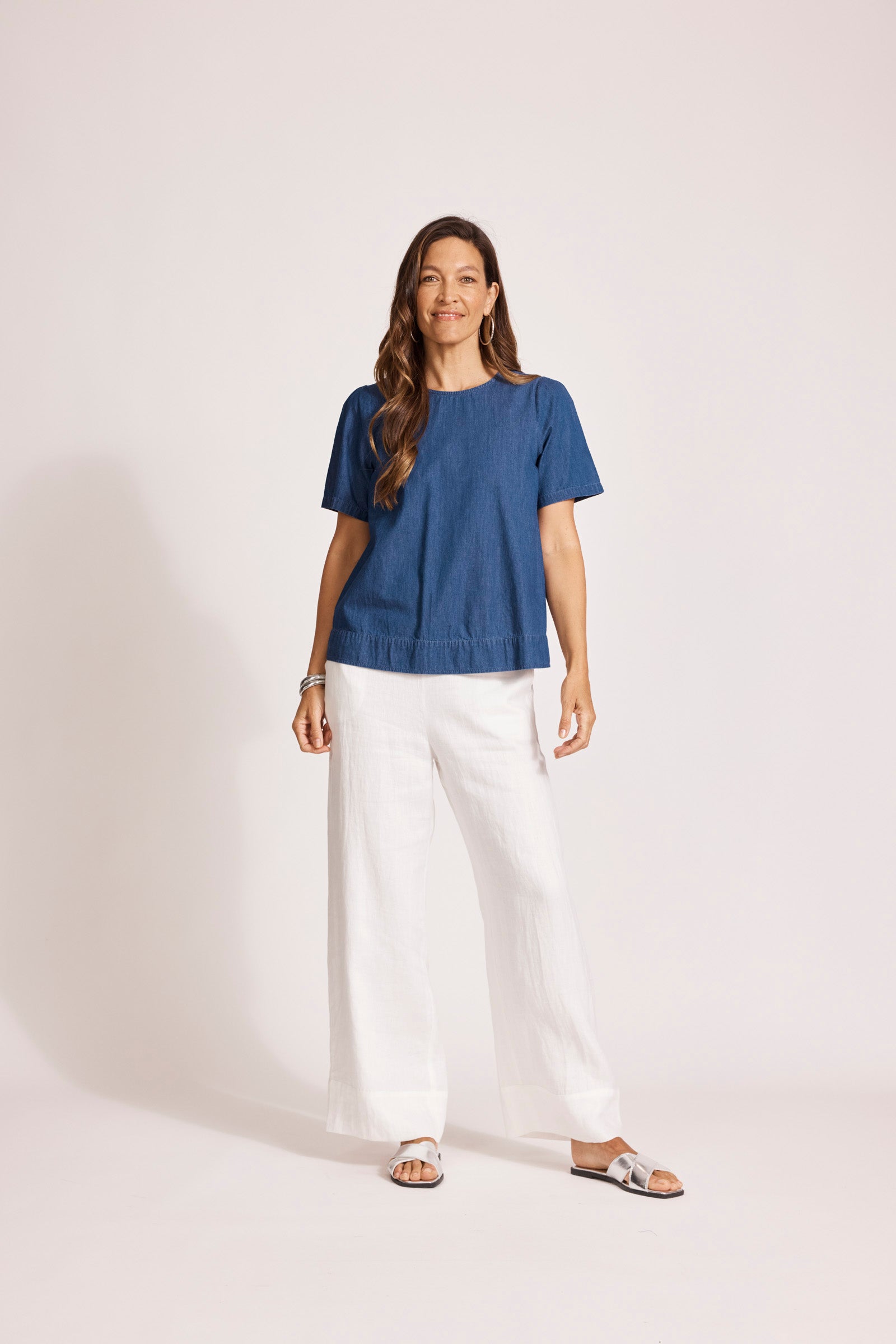 MELENIA DENIM TOP INDIGO