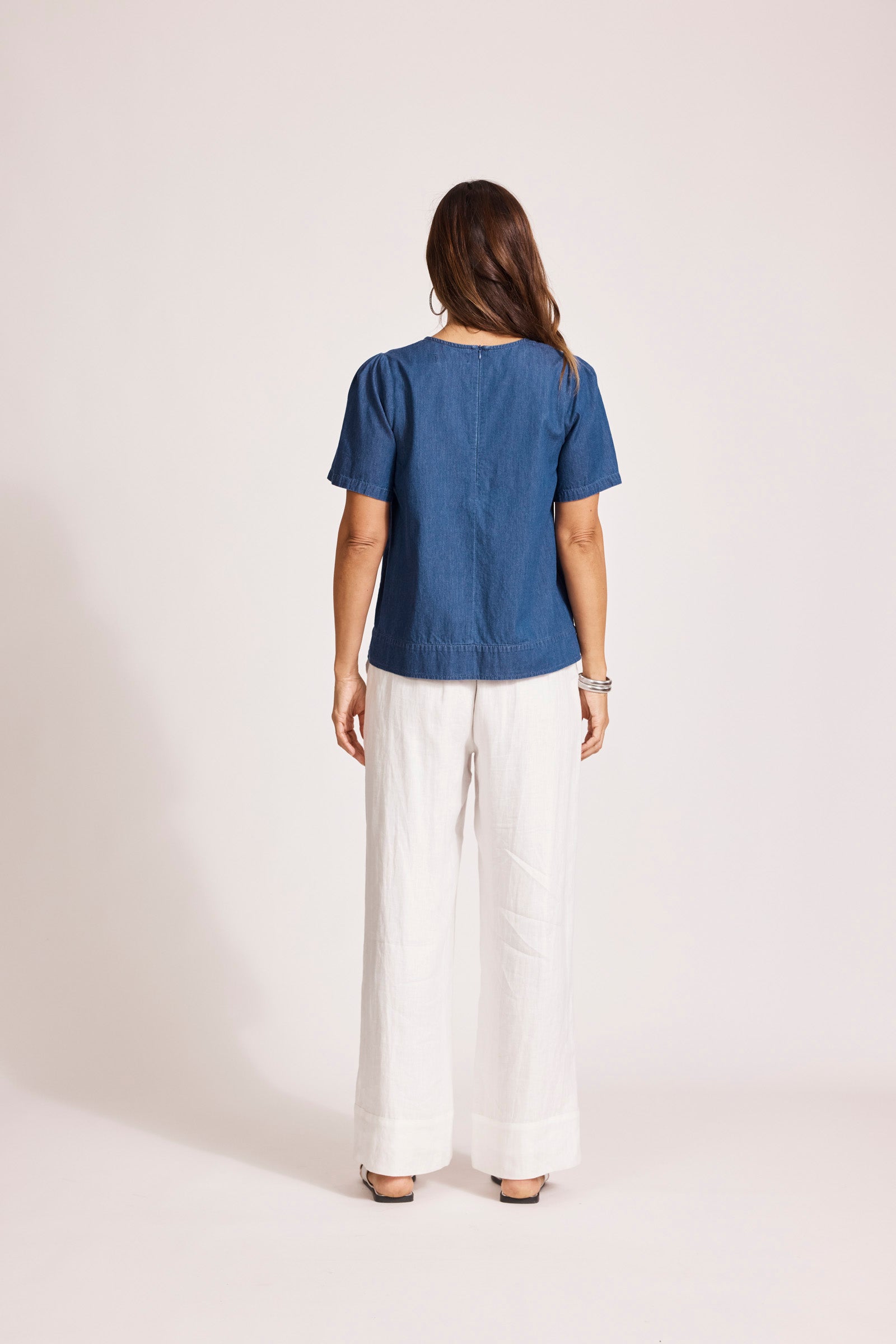 MELENIA DENIM TOP INDIGO