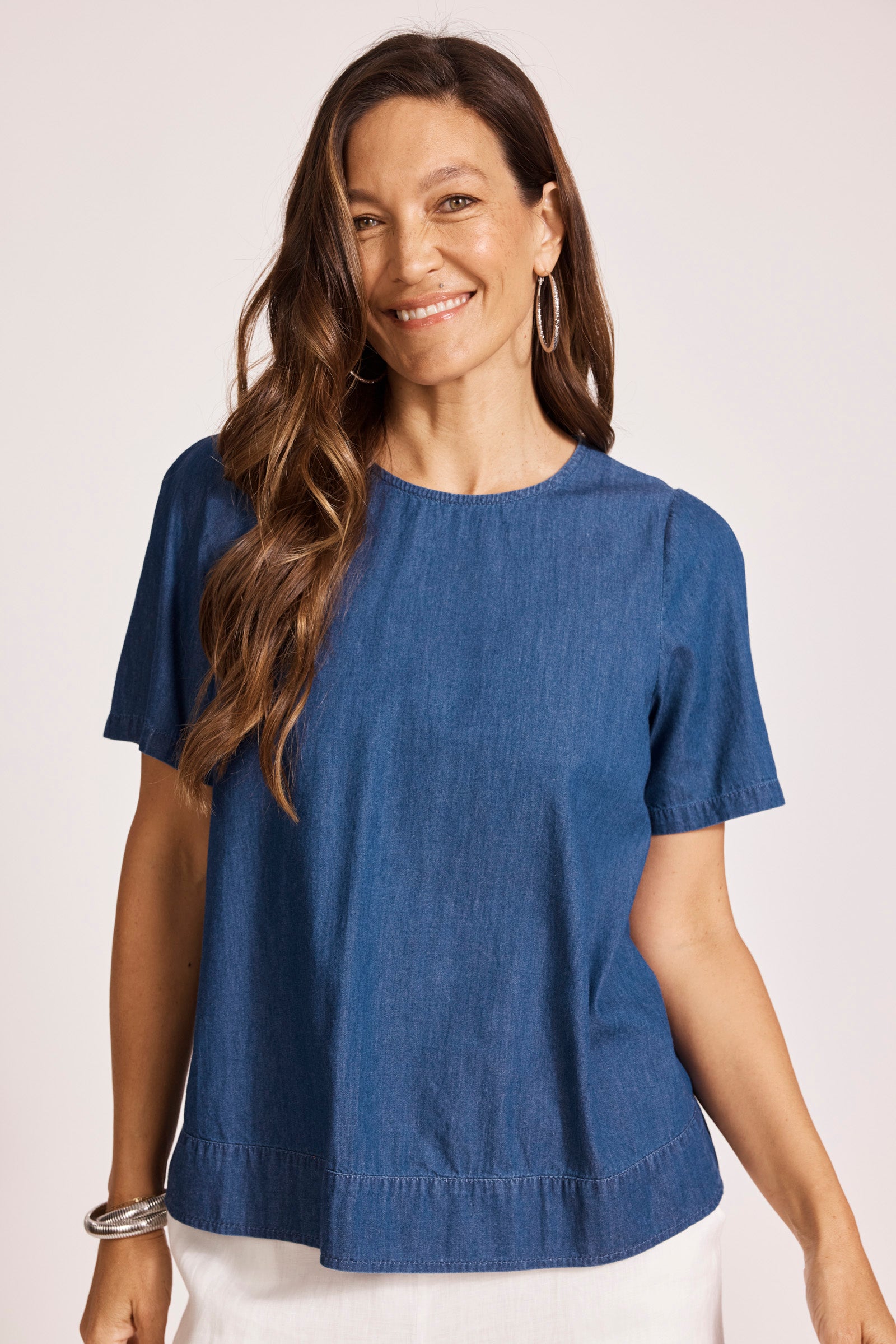 MELENIA DENIM TOP INDIGO