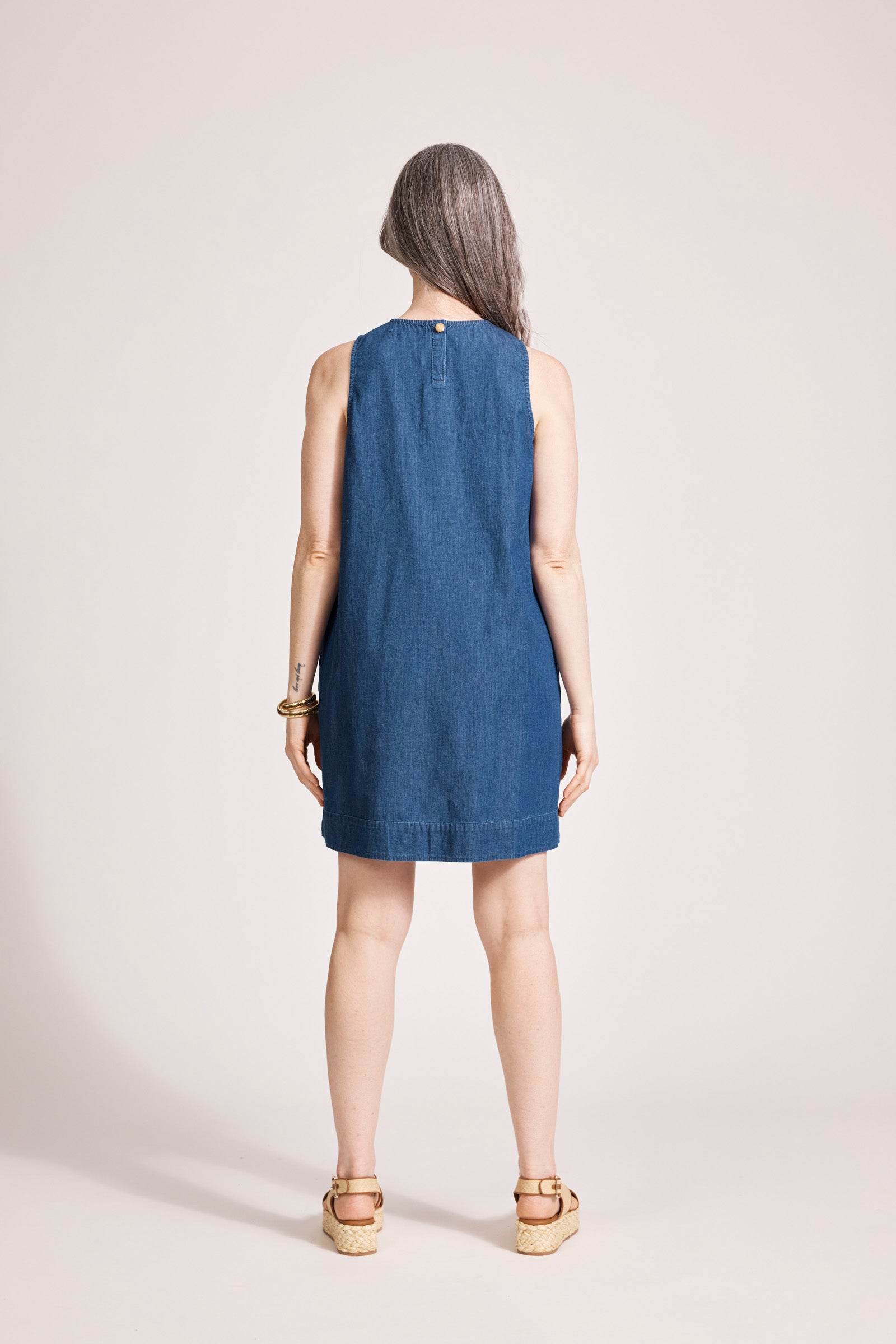 MELENIA DENIM TANK DRESS INDIGO