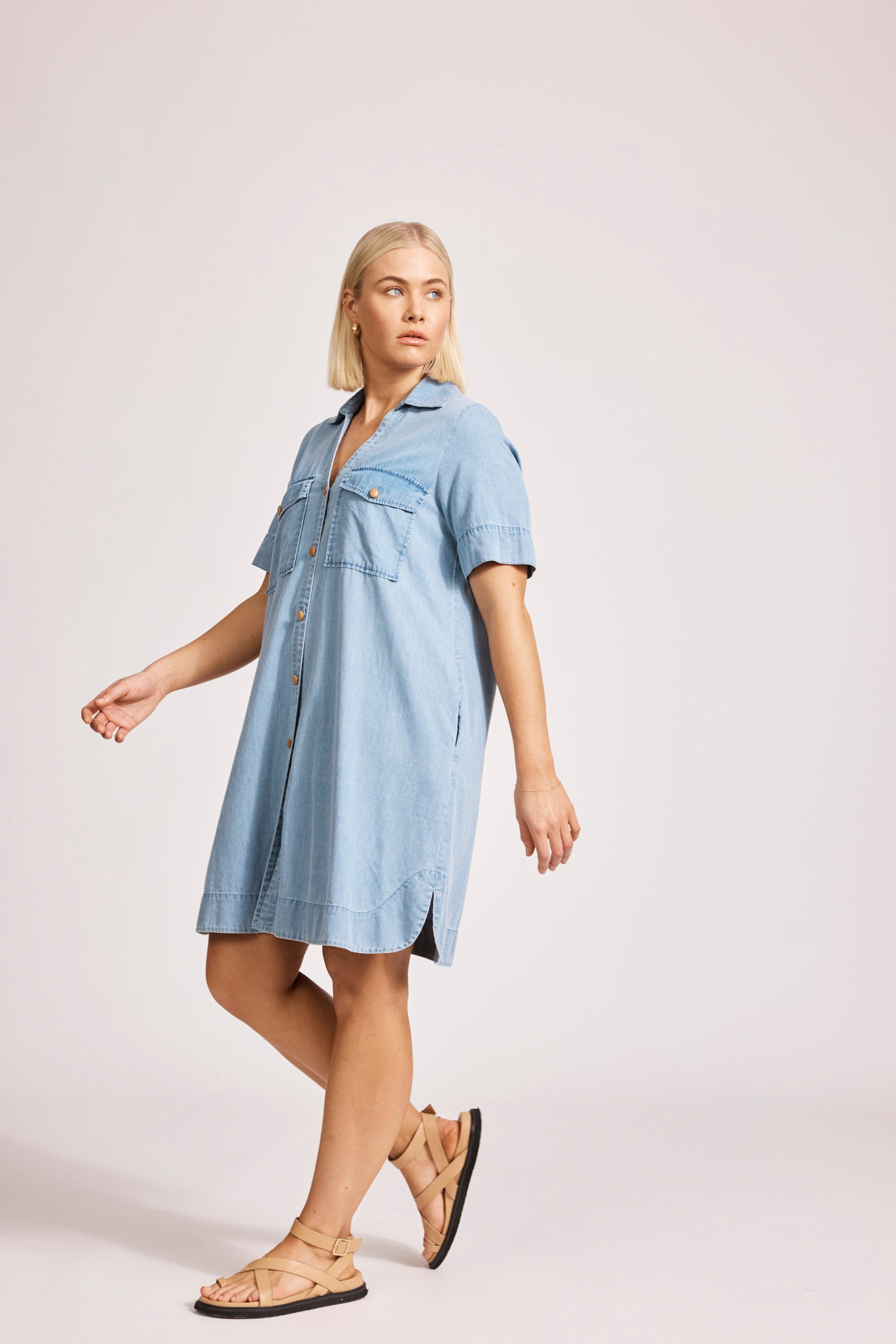 MELENIA DENIM SHIRT DRESS DENIM