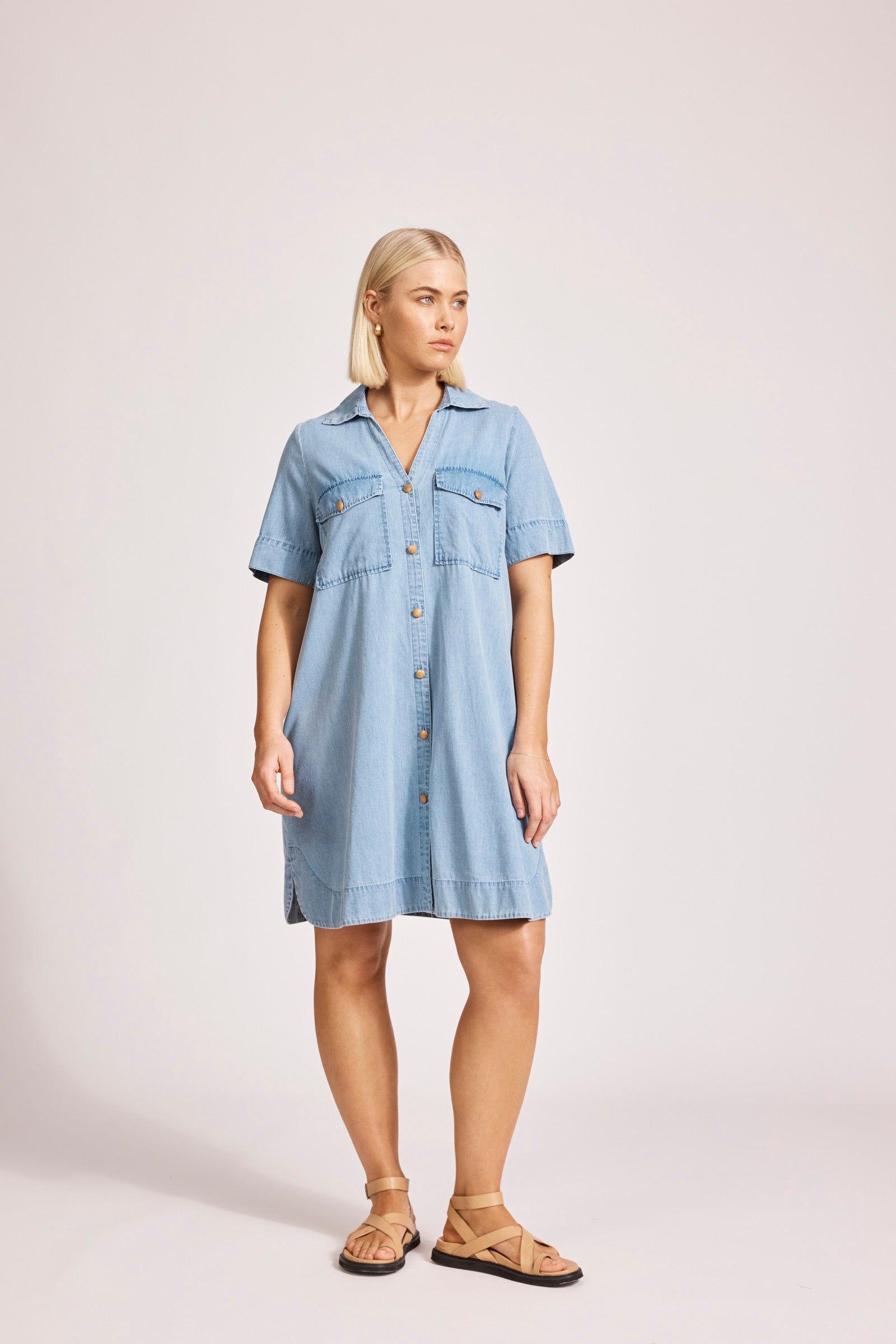 MELENIA DENIM SHIRT DRESS DENIM