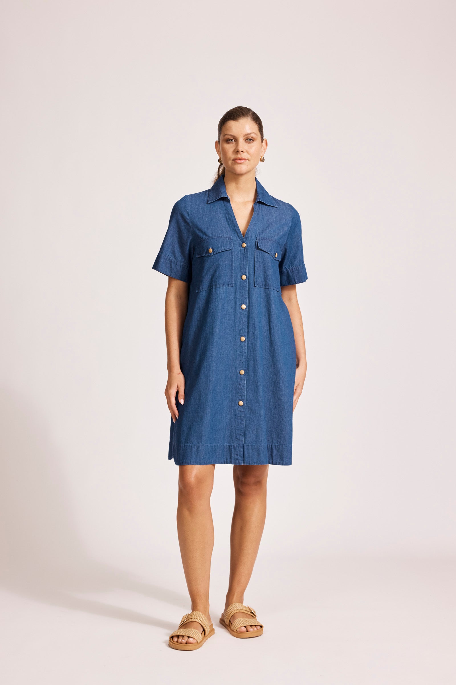 MELENIA DENIM SHIRT DRESS INDIGO