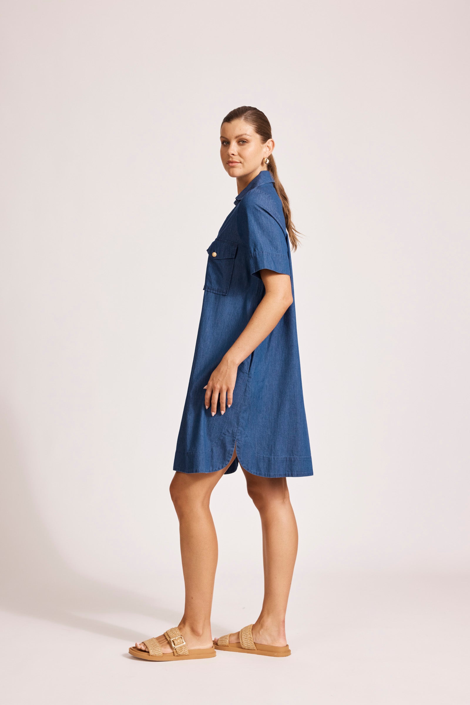 MELENIA DENIM SHIRT DRESS INDIGO