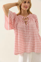 ESTHER SHIRRED TOP PINK