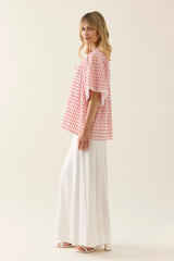 ESTHER SHIRRED TOP PINK