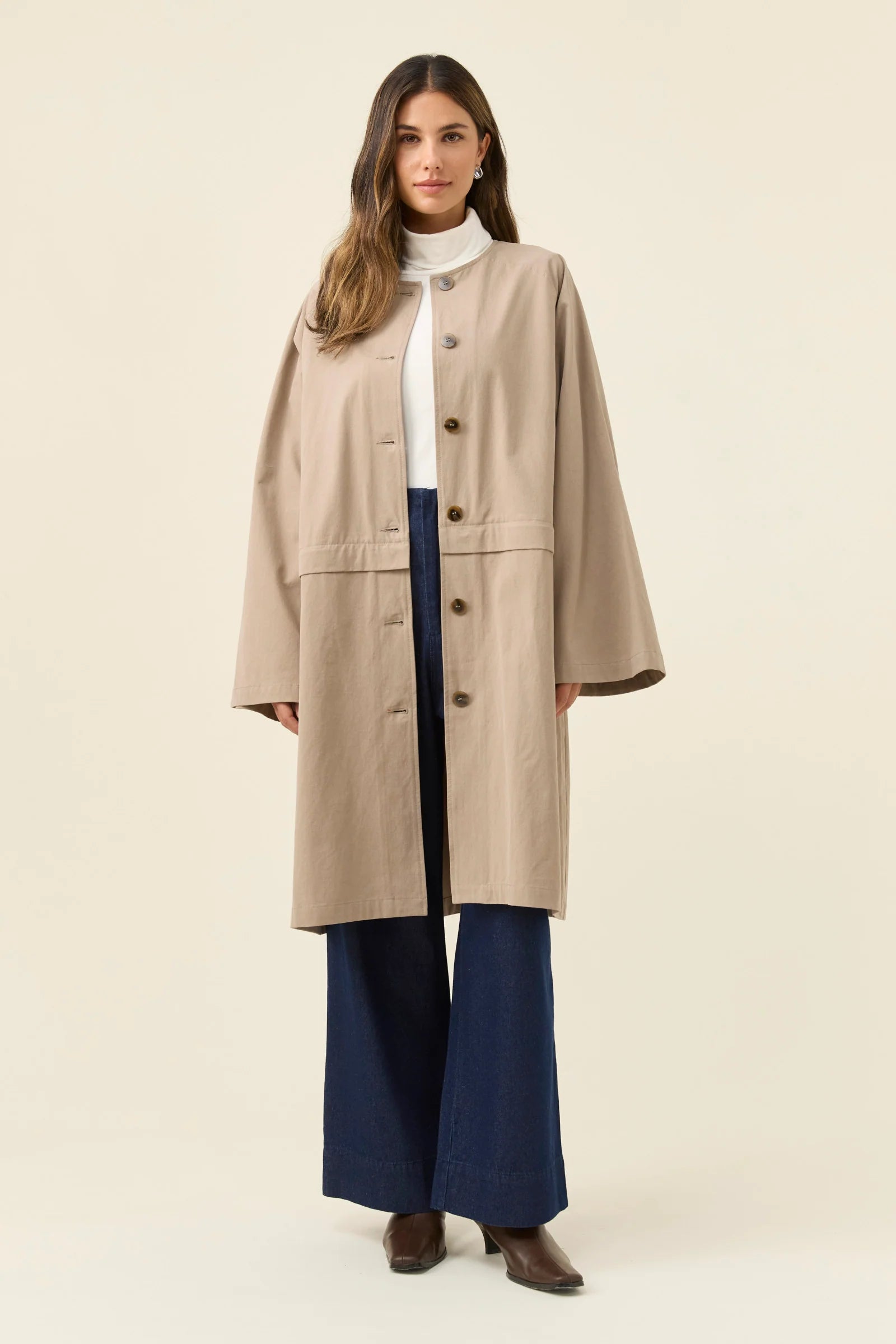 FARIDA CONVERTIBLE COAT STONE