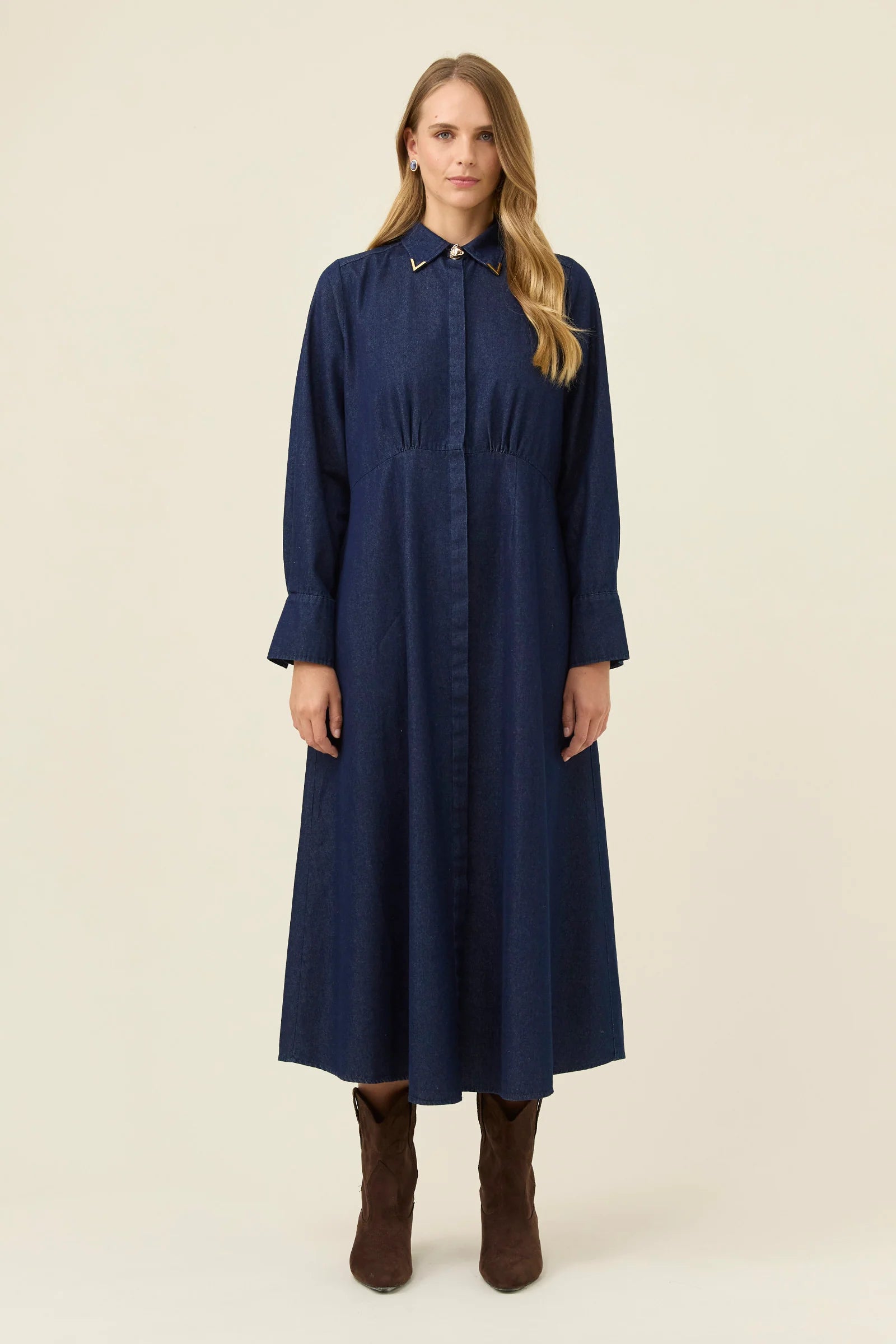 SLOANE DENIM MAXI DRESS INDIGO