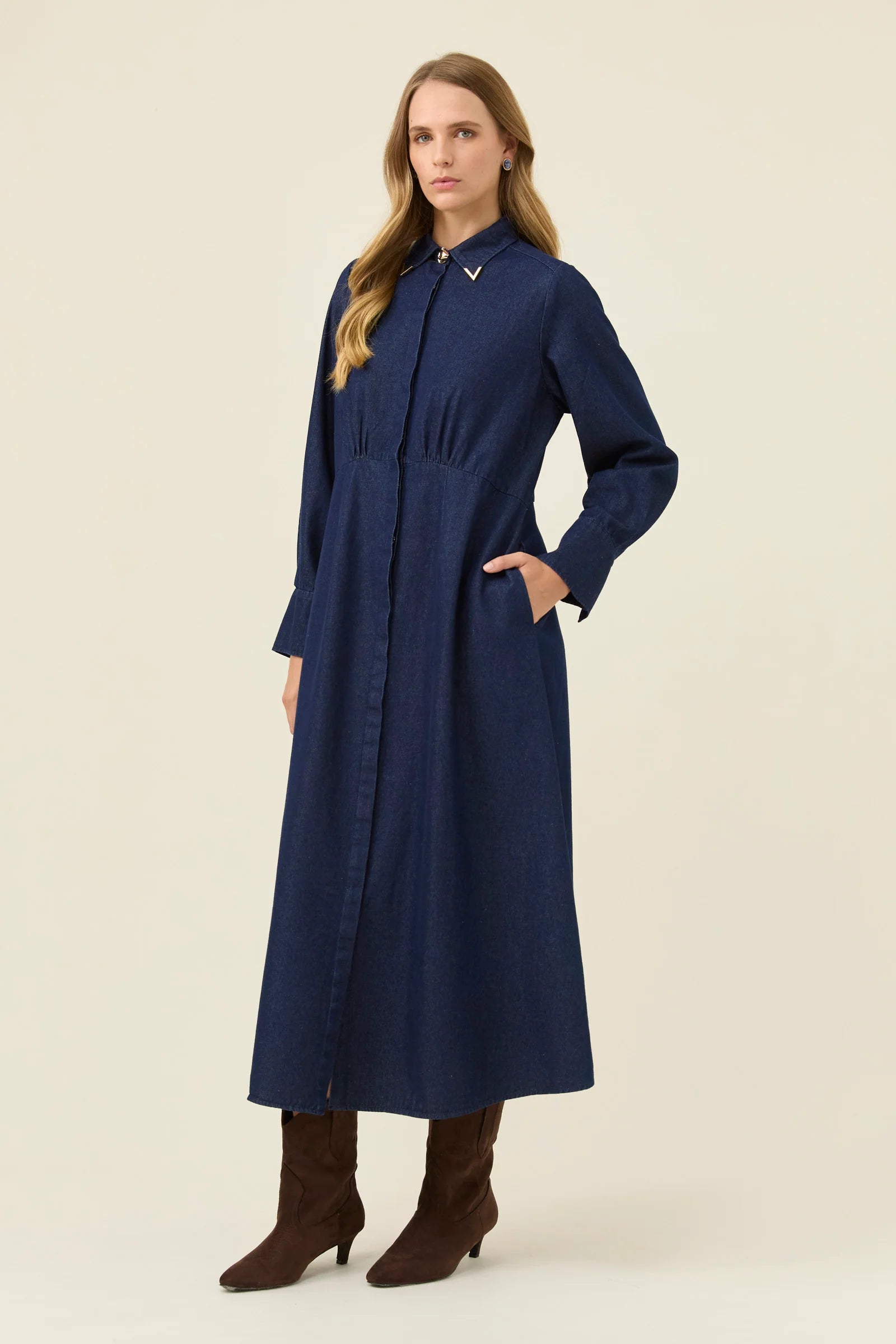 SLOANE DENIM MAXI DRESS INDIGO