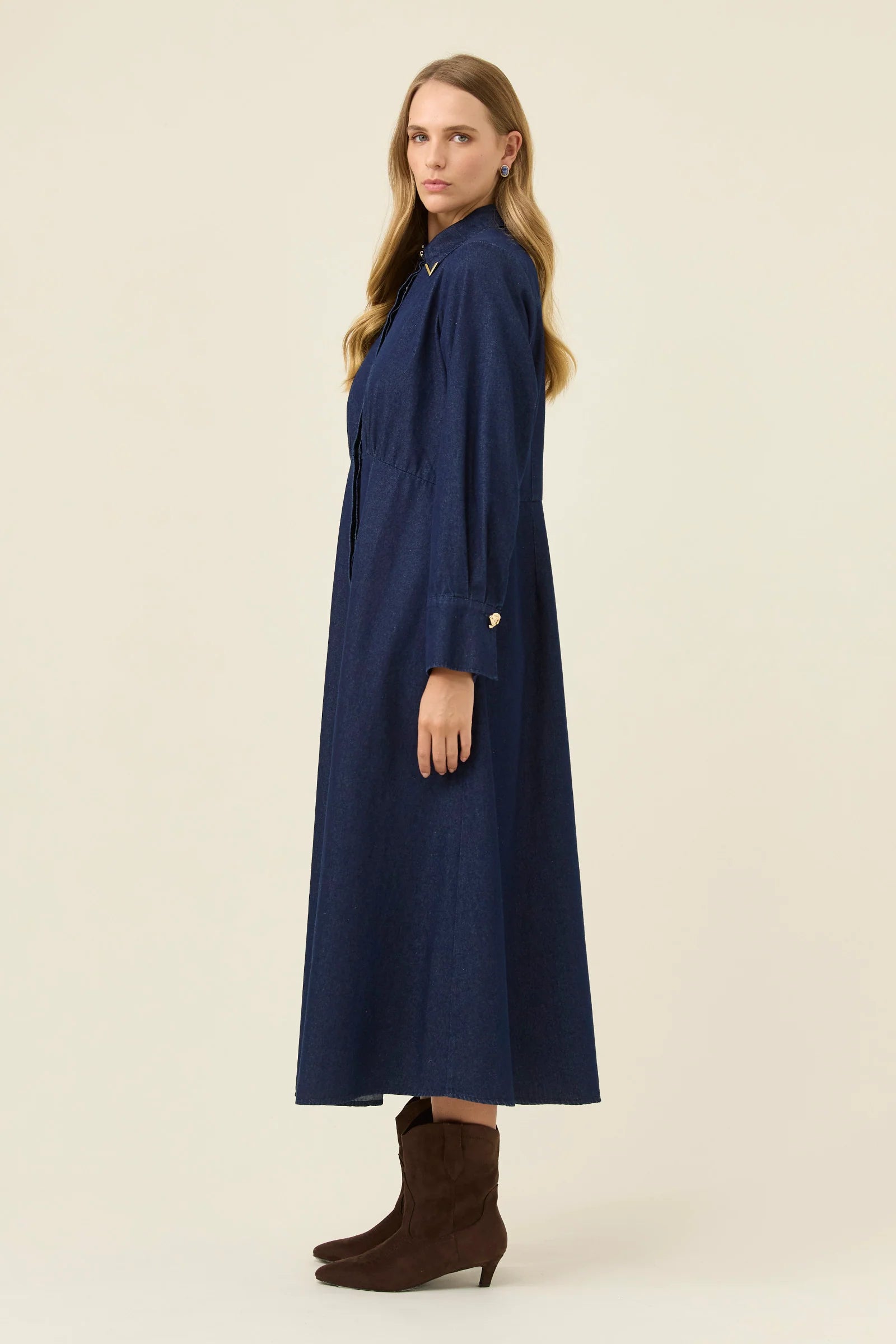 SLOANE DENIM MAXI DRESS INDIGO