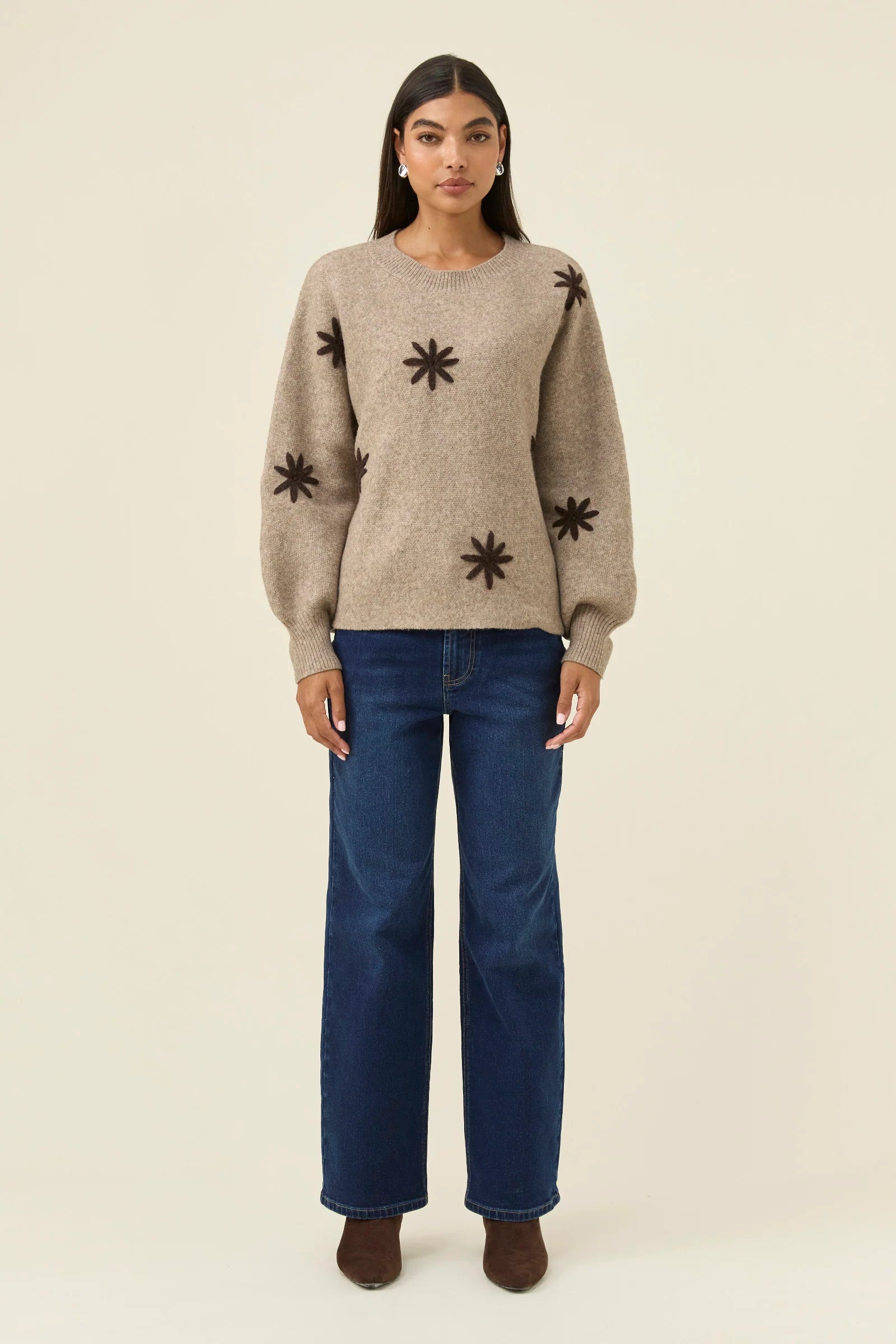 MIRU STITCH FLOWER JUMPER STONE