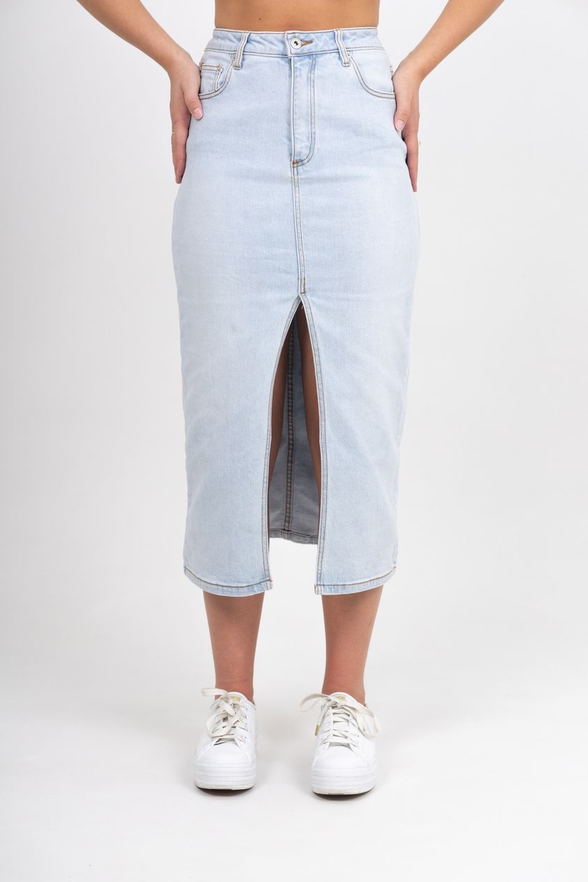 VERONICA DENIM SKIRT BORROWED BLUE
