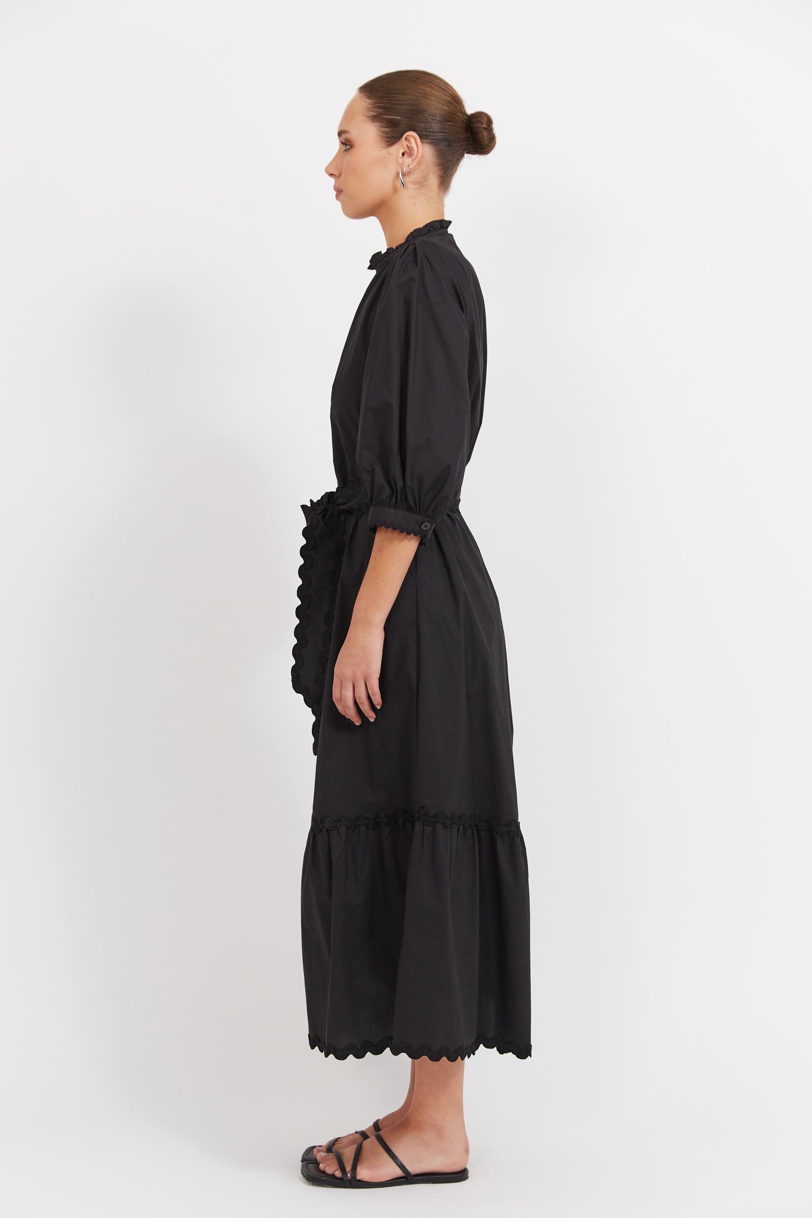 BRASILIA BUTTON MAXI DRESS BLACK