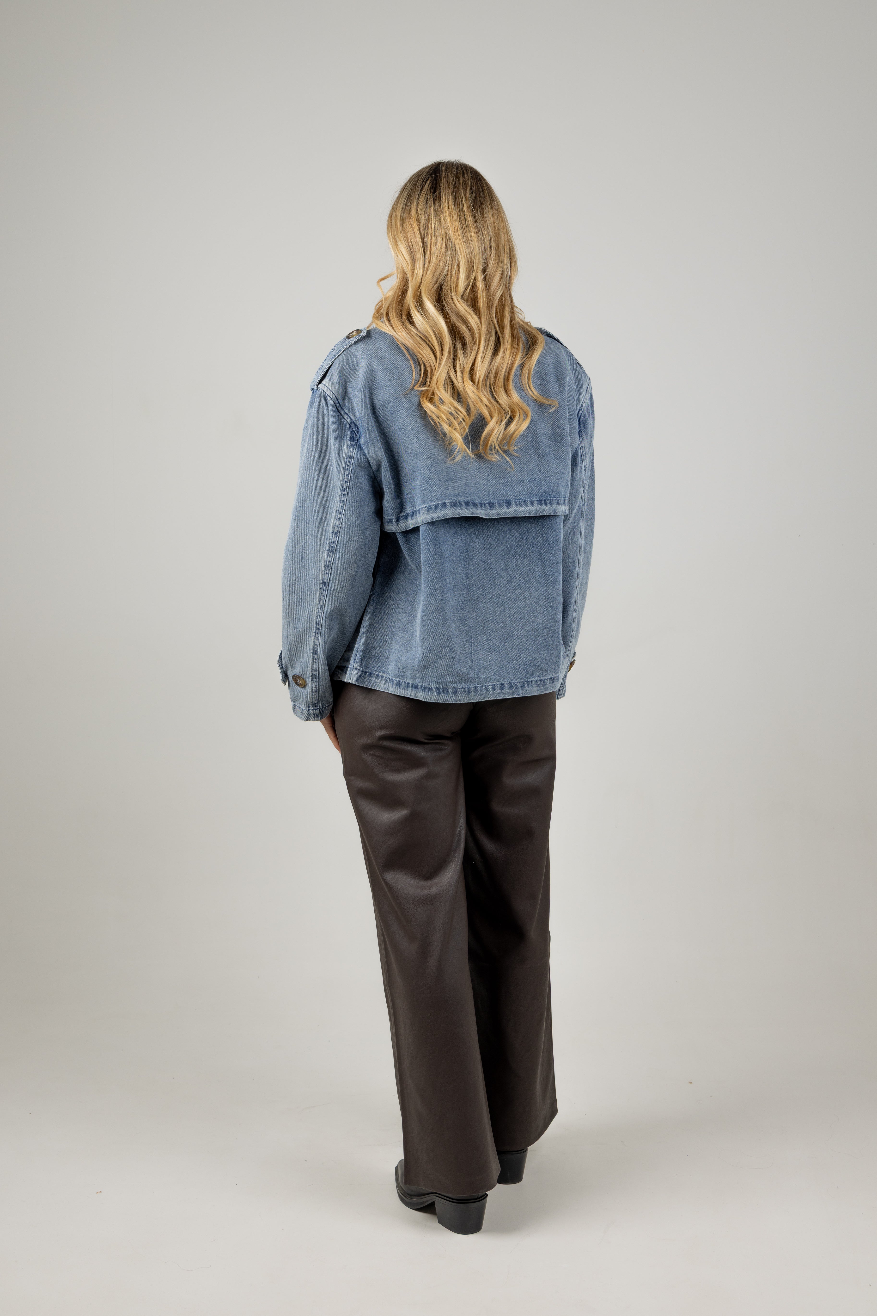 FREYA CROP TRENCH DENIM
