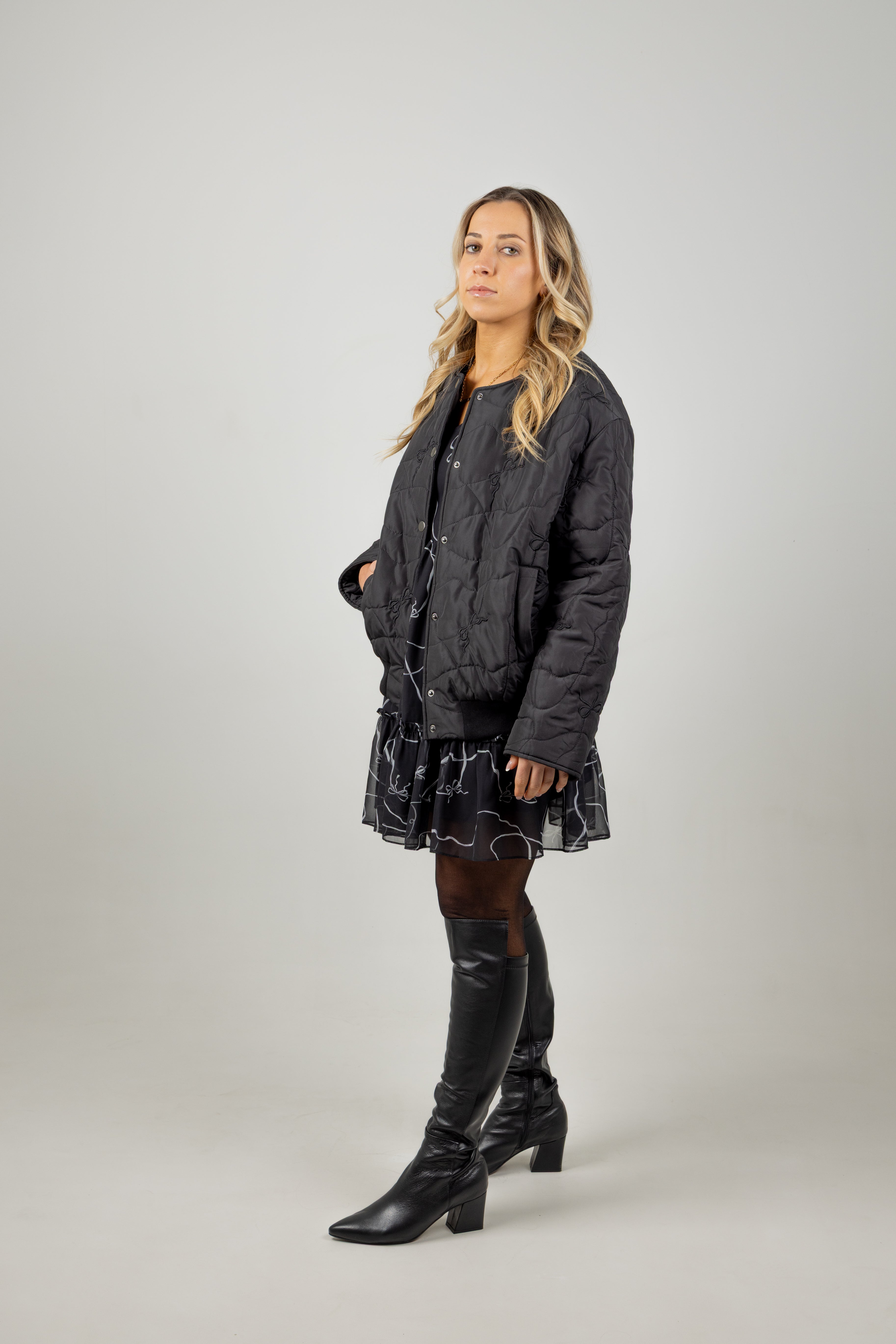 BECKY QUILTED JACKET BOW NOIR PRE ORDER