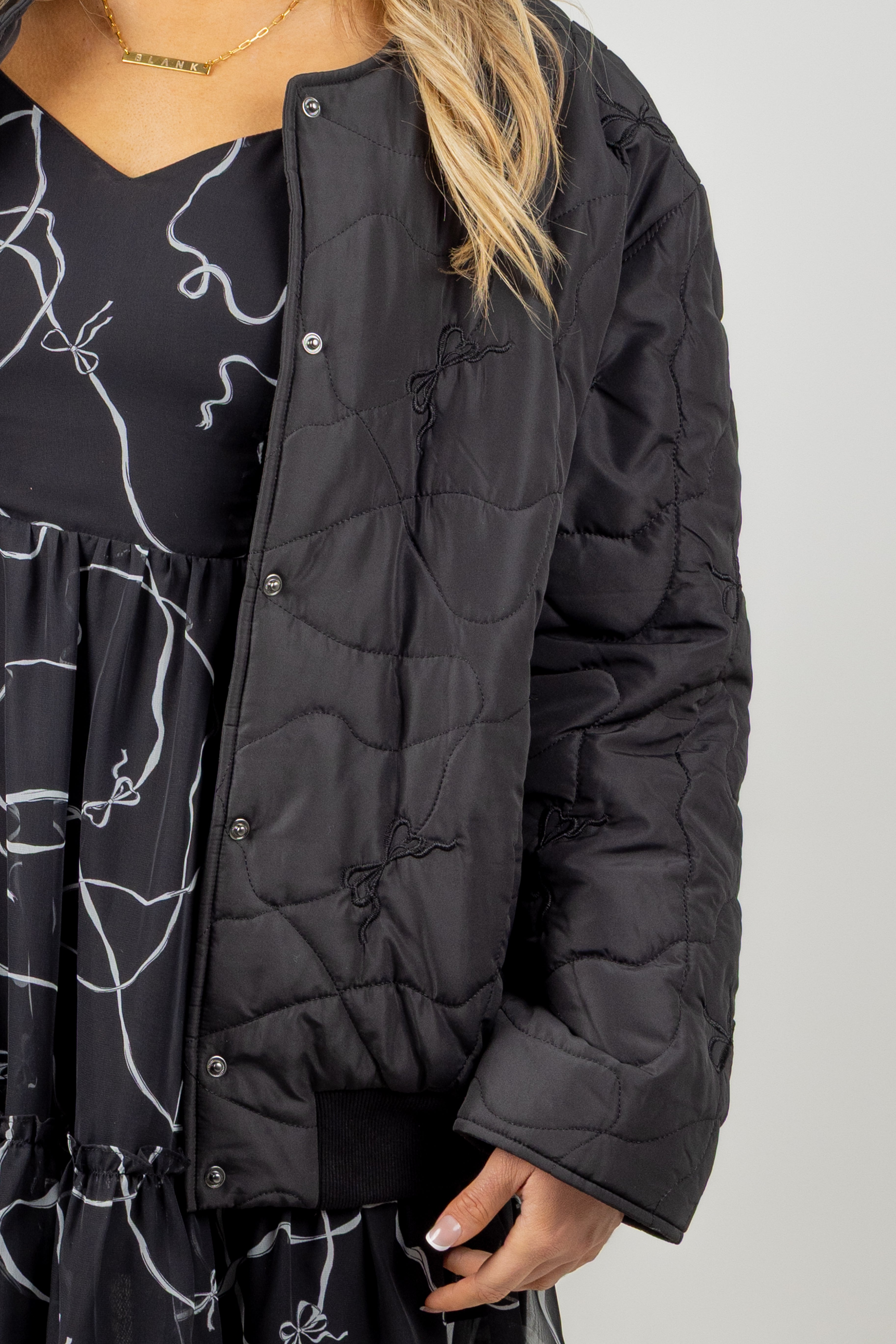BECKY QUILTED JACKET BOW NOIR PRE ORDER